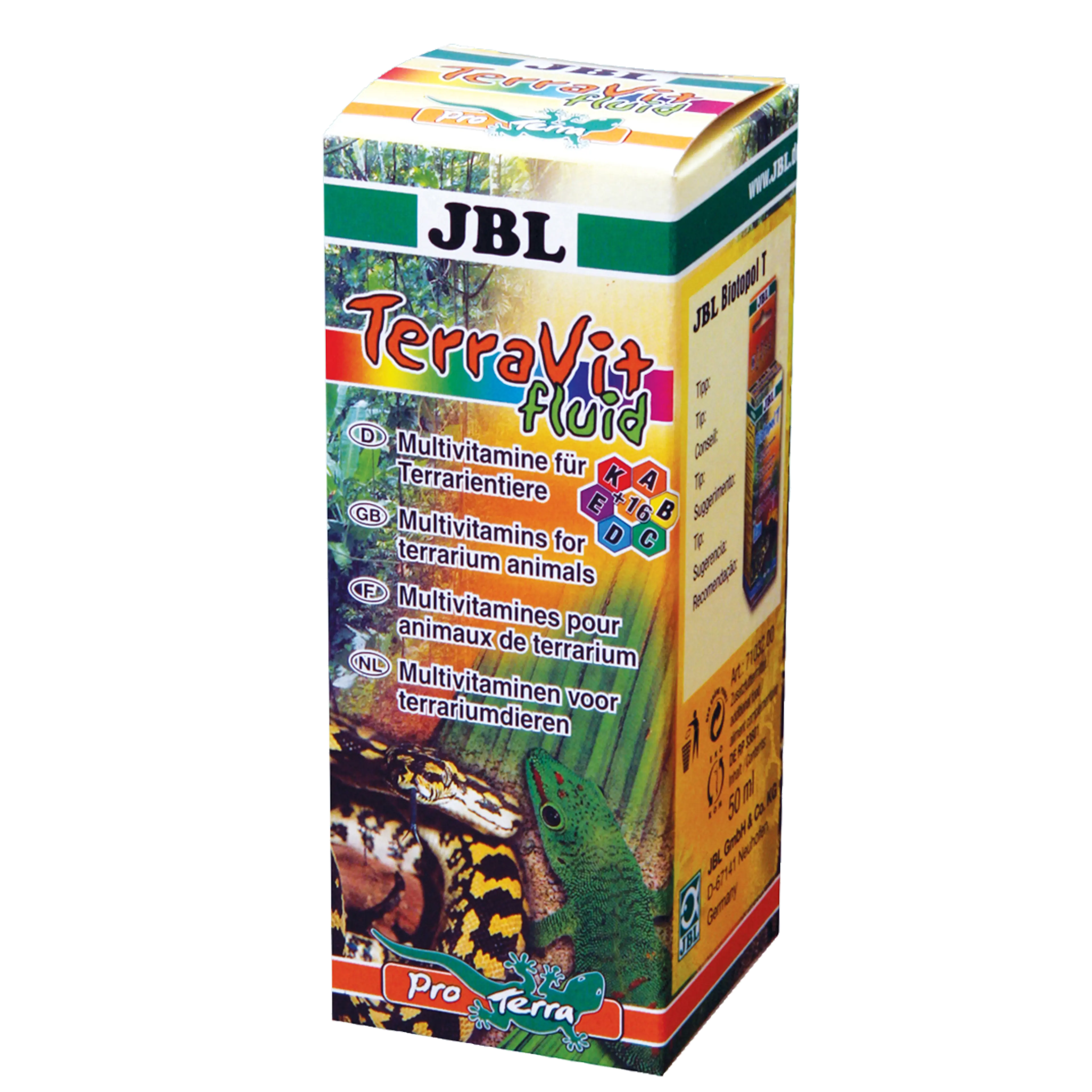 Specially designed for the needs of reptiles and other terrarium animals: supplementary feed with essential vitamins and trace elements for drinking water, husbandry water or feed.