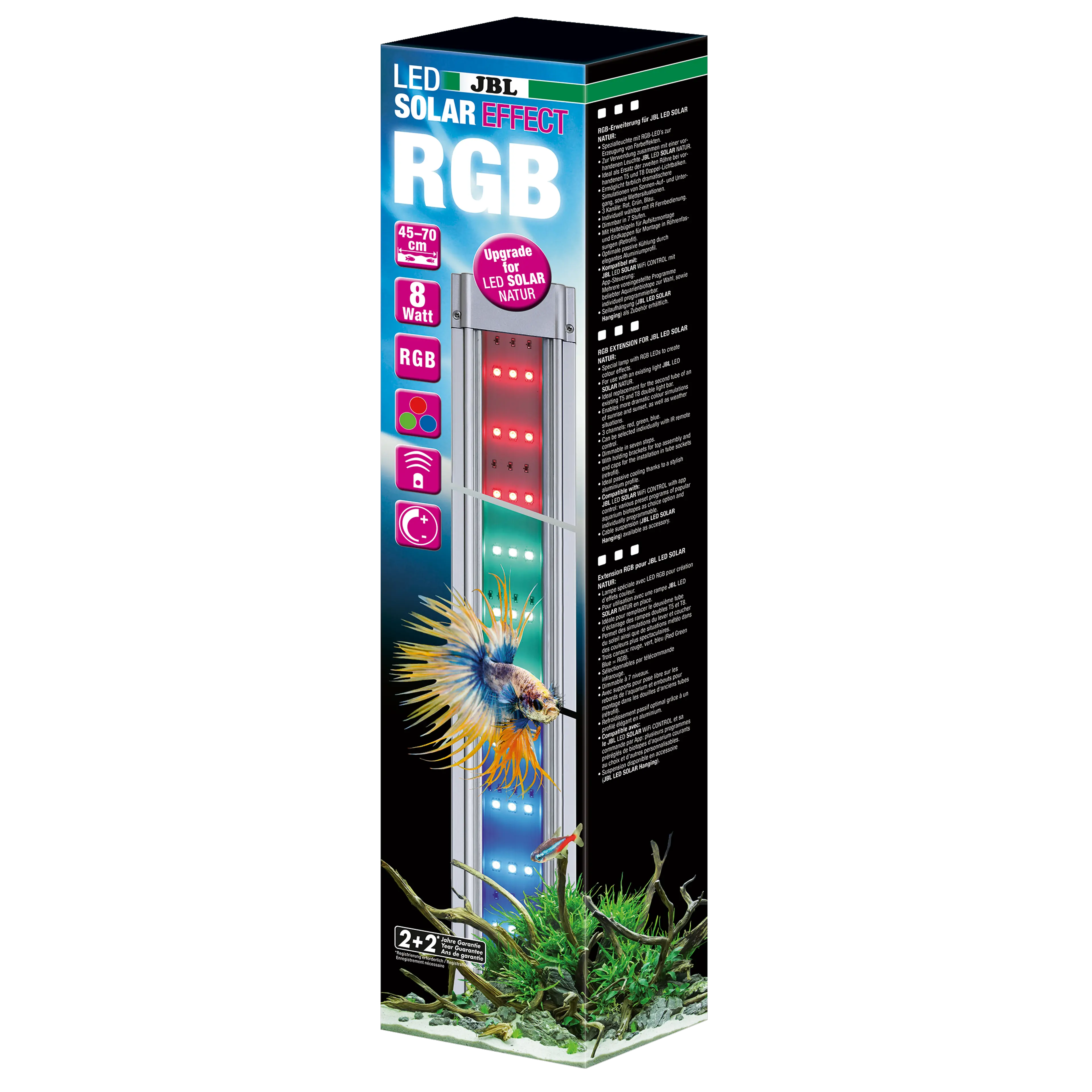Special luminaire with RGB LEDs for creating colour effects, ideal as a replacement for a second coloured fluorescent tube (T5 or T8)