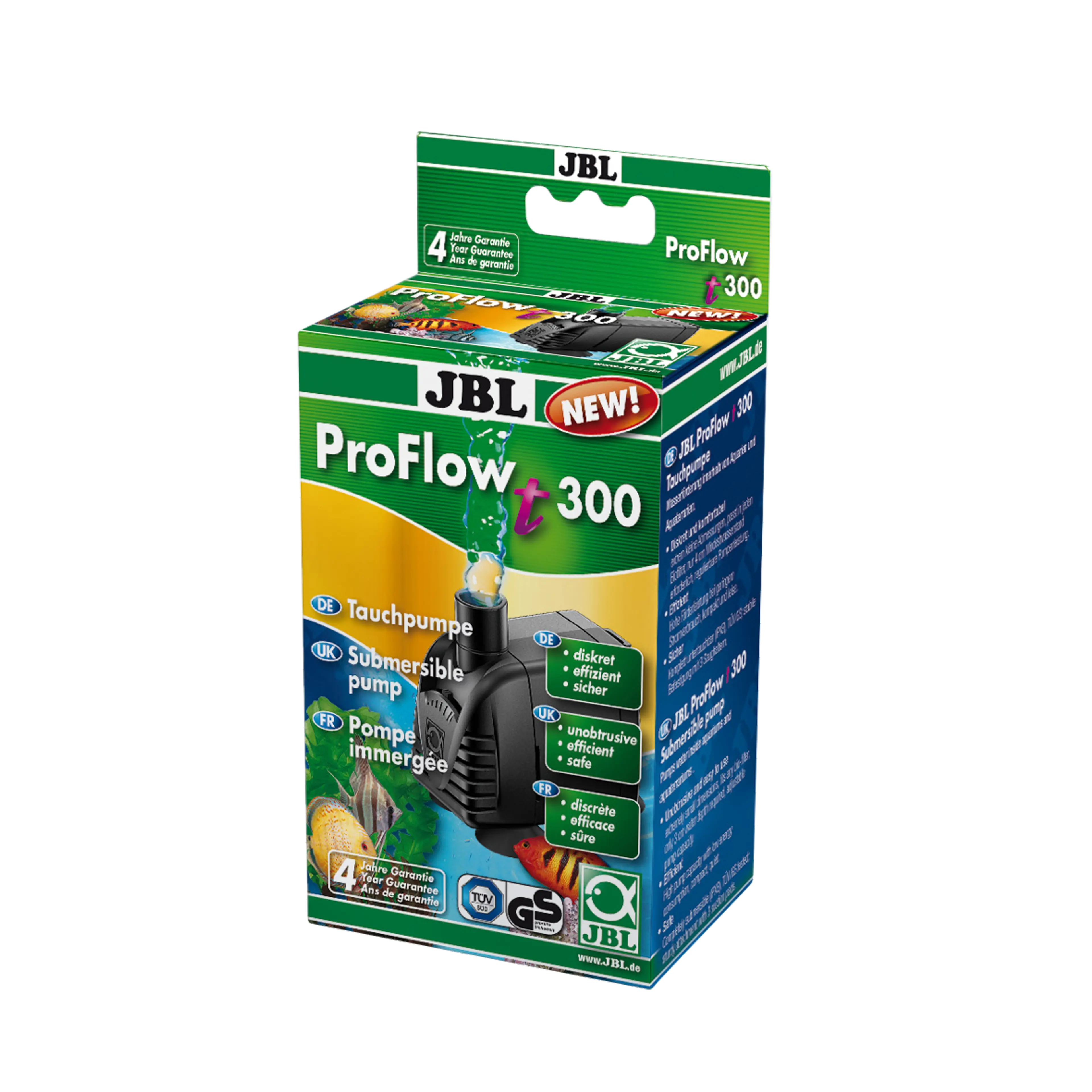 Clean and healthy water: Submersible pump with a capacity of 80–300 l/h for circulating water in aquariums and aquaterrariums. Can be used for biofilters, indoor fountains or as a fountain.