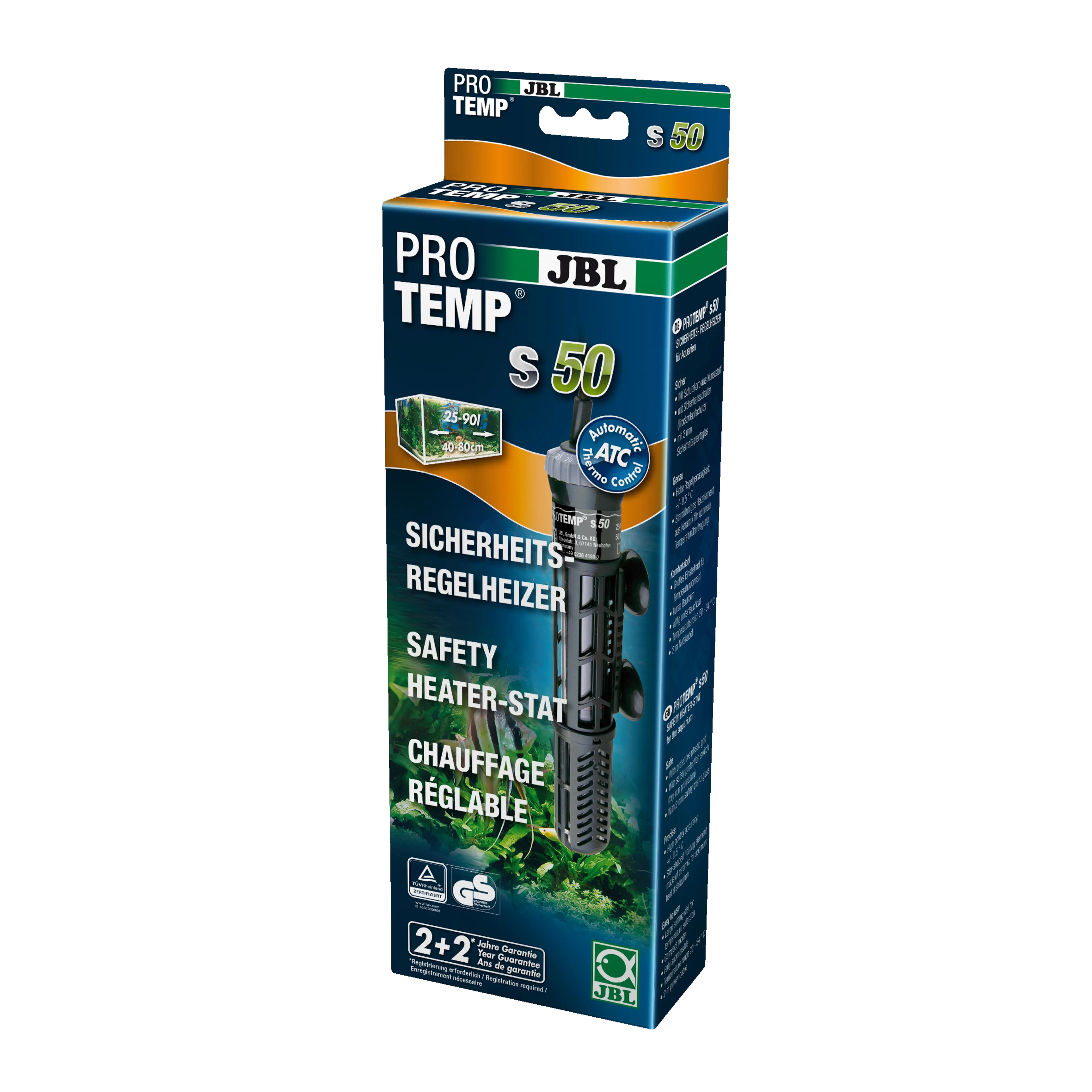 Chauffage pour une température optimale des aquariums d'une contenance de 30 à 80 l (40 à 80 cm de longueur)