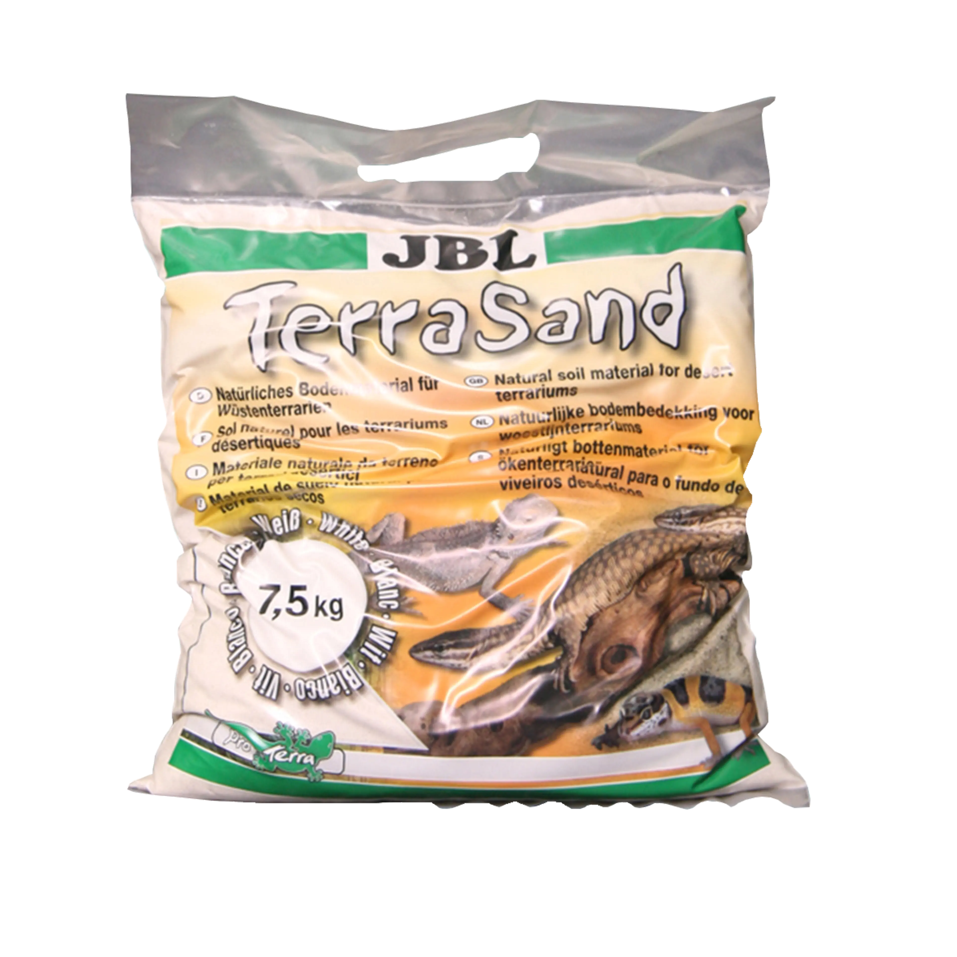 For desert terrariums: Natural substrate made of fine white sand, grain size: 0.2–0.5 mm