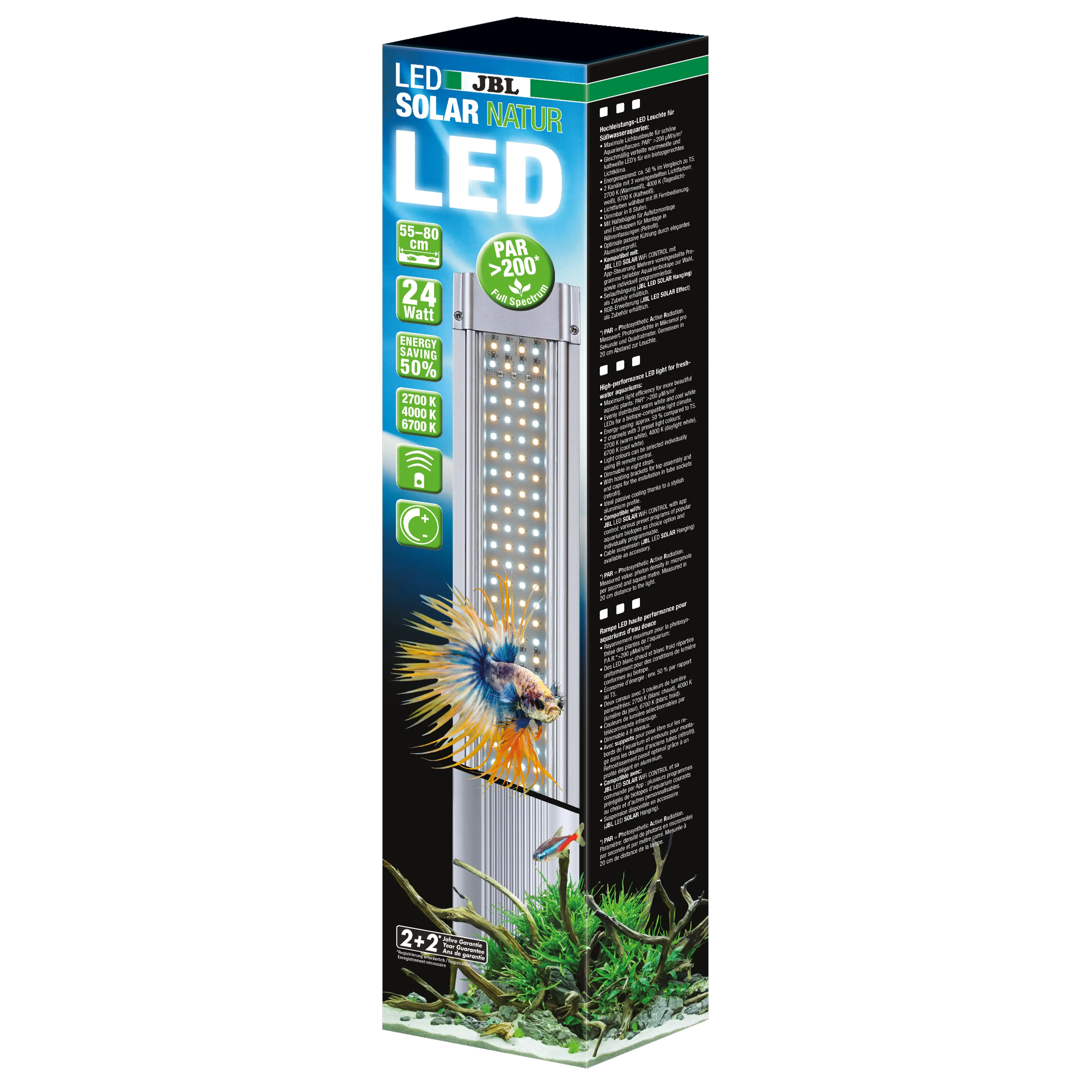 Maximum light output for beautiful aquarium plants: Extremely high photosynthetically active radiation (PAR) of over 200 µM/s/m2