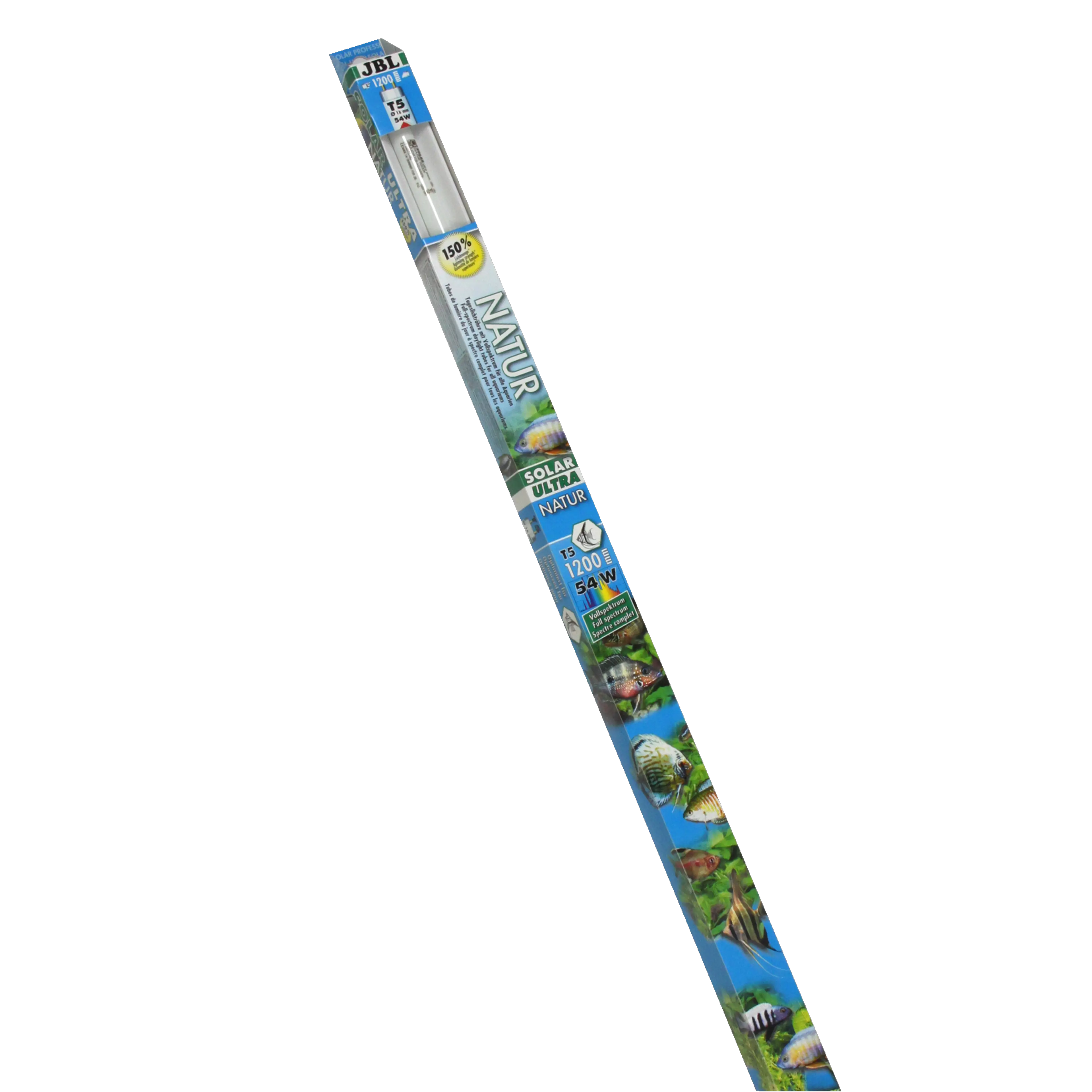 Solar fluorescent tube for fish and plants from sun-drenched waters, e.g. Lake Malawi and Lake Tanganyika