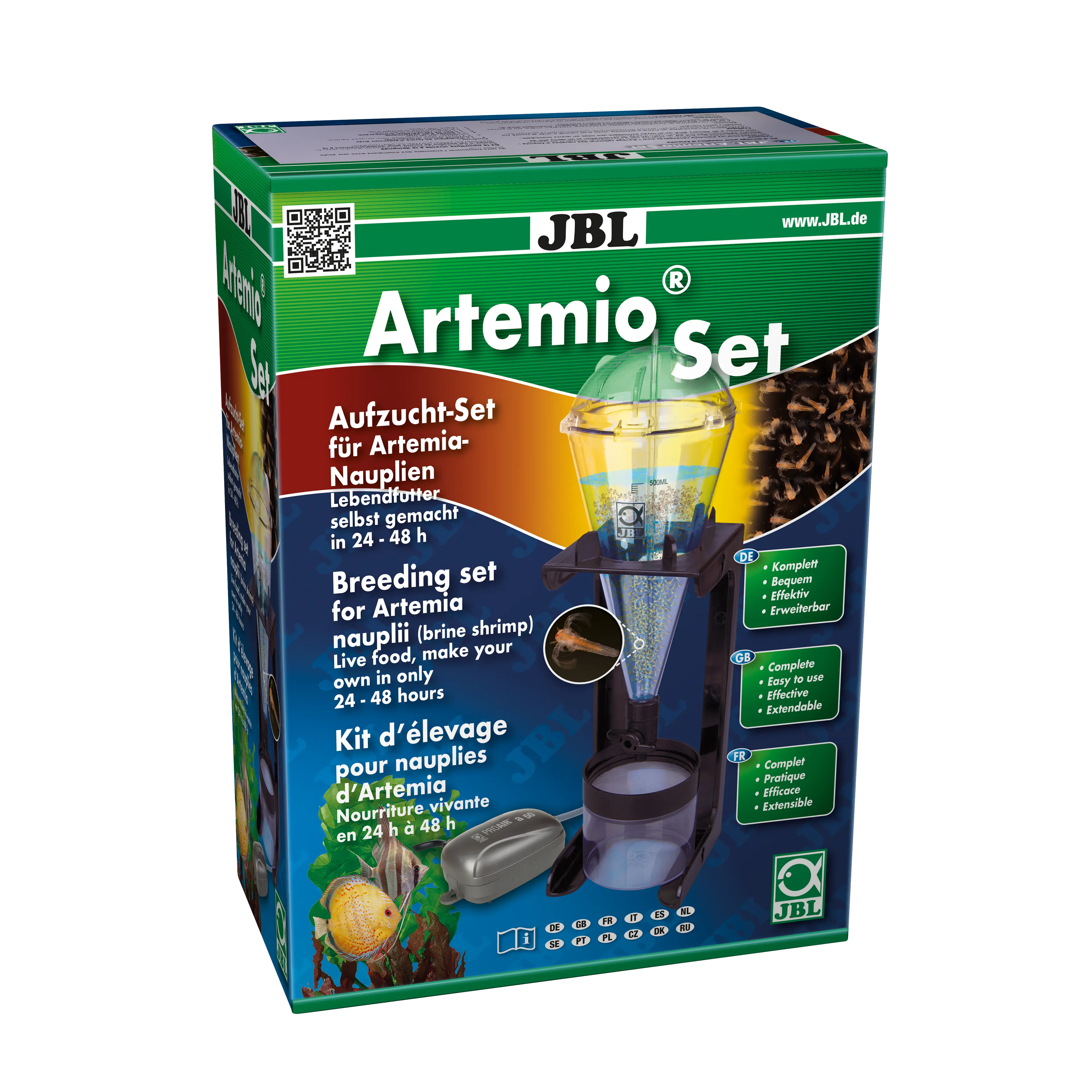 Homemade Artemia nauplii in 24–48 hours: Cultivation device with stand and air pump