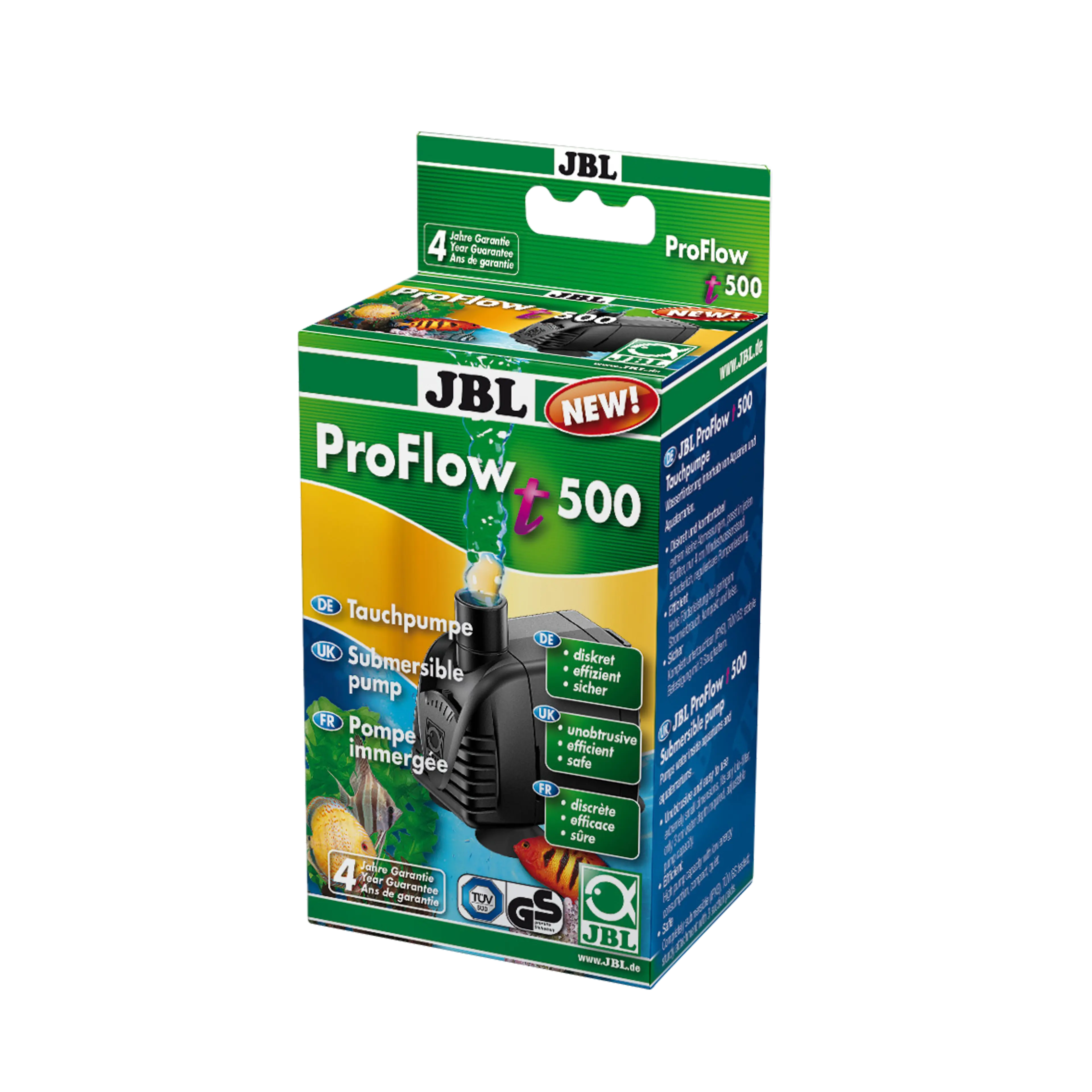 Clean and healthy water: Submersible pump with a capacity of 200–500 l/h for circulating water in aquariums and aquaterrariums. Can be used for biofilters, indoor fountains or as a fountain.