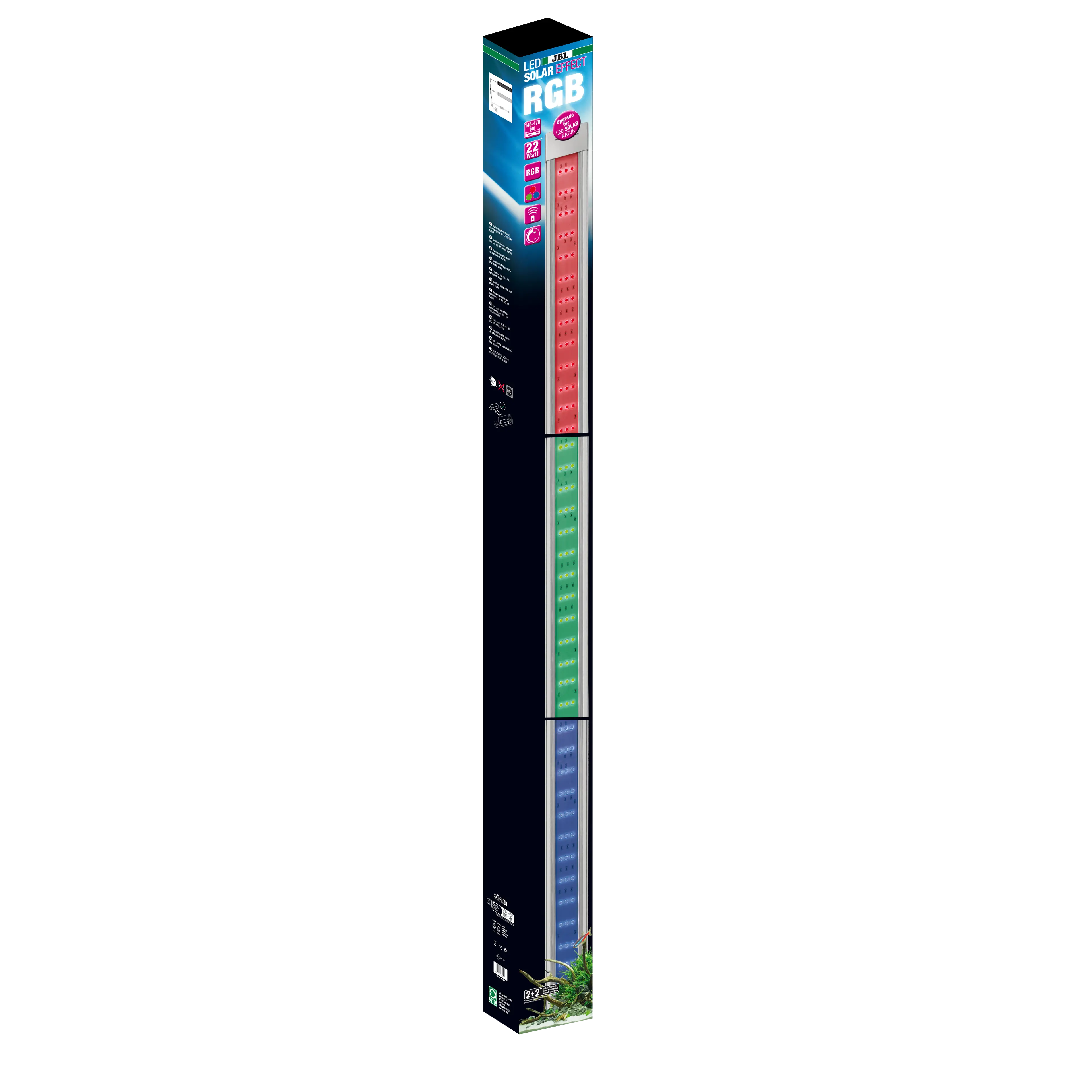 Special luminaire with RGB LEDs for creating colour effects, ideal as a replacement for a second coloured fluorescent tube (T5 or T8). 40% more light output compared to Gen 1). Optimised heat sink for more power.