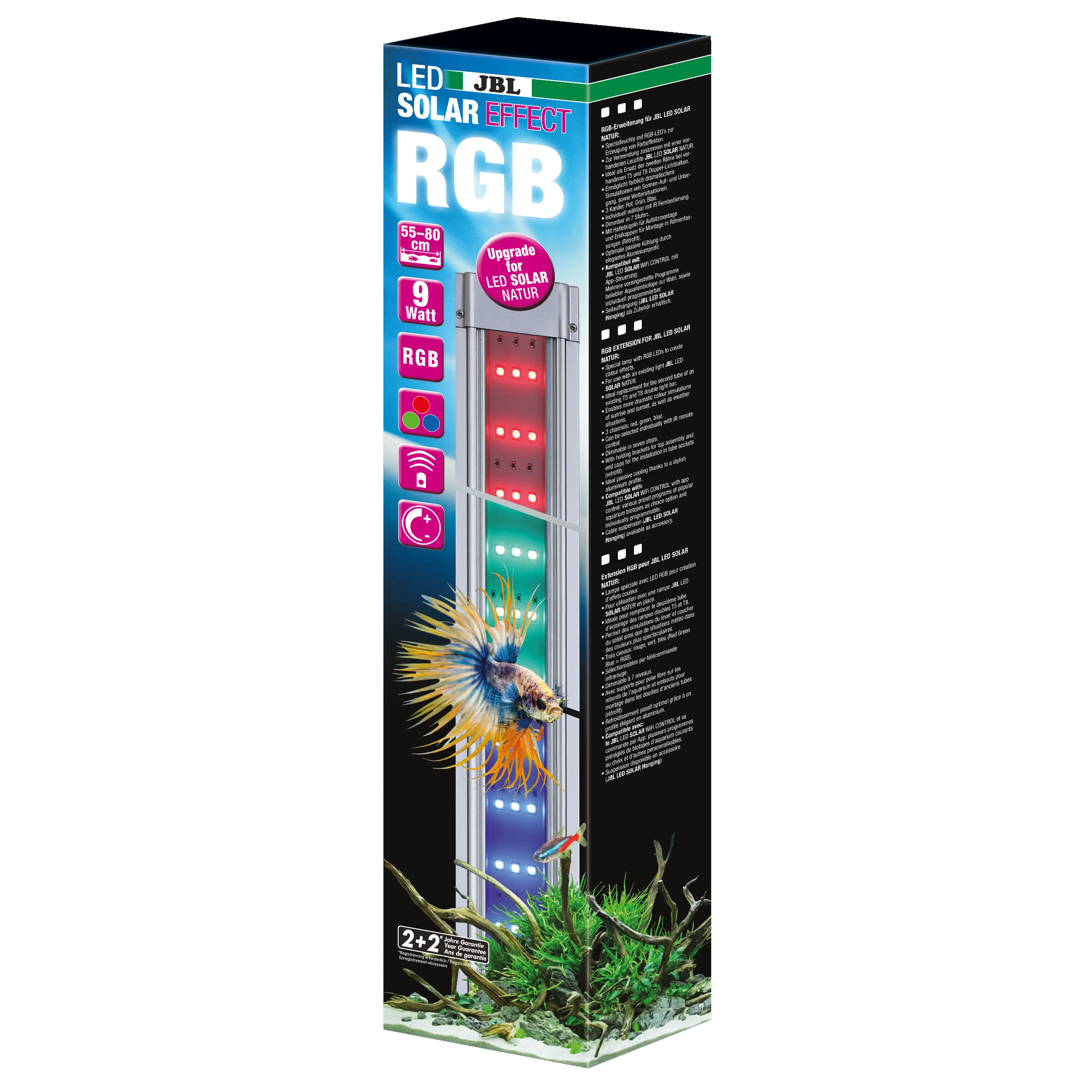 Special luminaire with RGB LEDs for creating colour effects, ideal as a replacement for a second coloured fluorescent tube (T5 or T8)