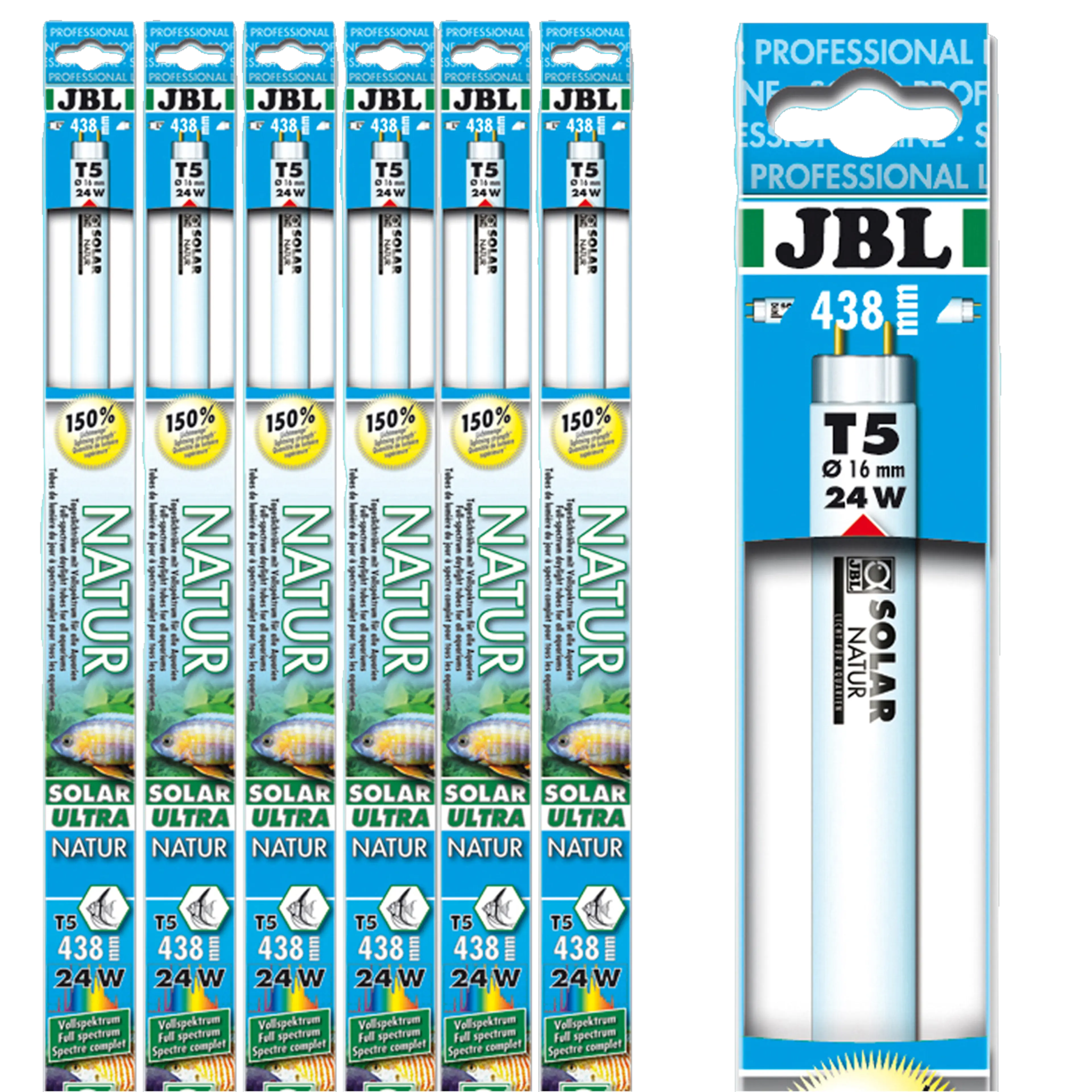 Solar fluorescent tube for fish and plants from sun-drenched waters, e.g. Lake Malawi and Lake Tanganyika