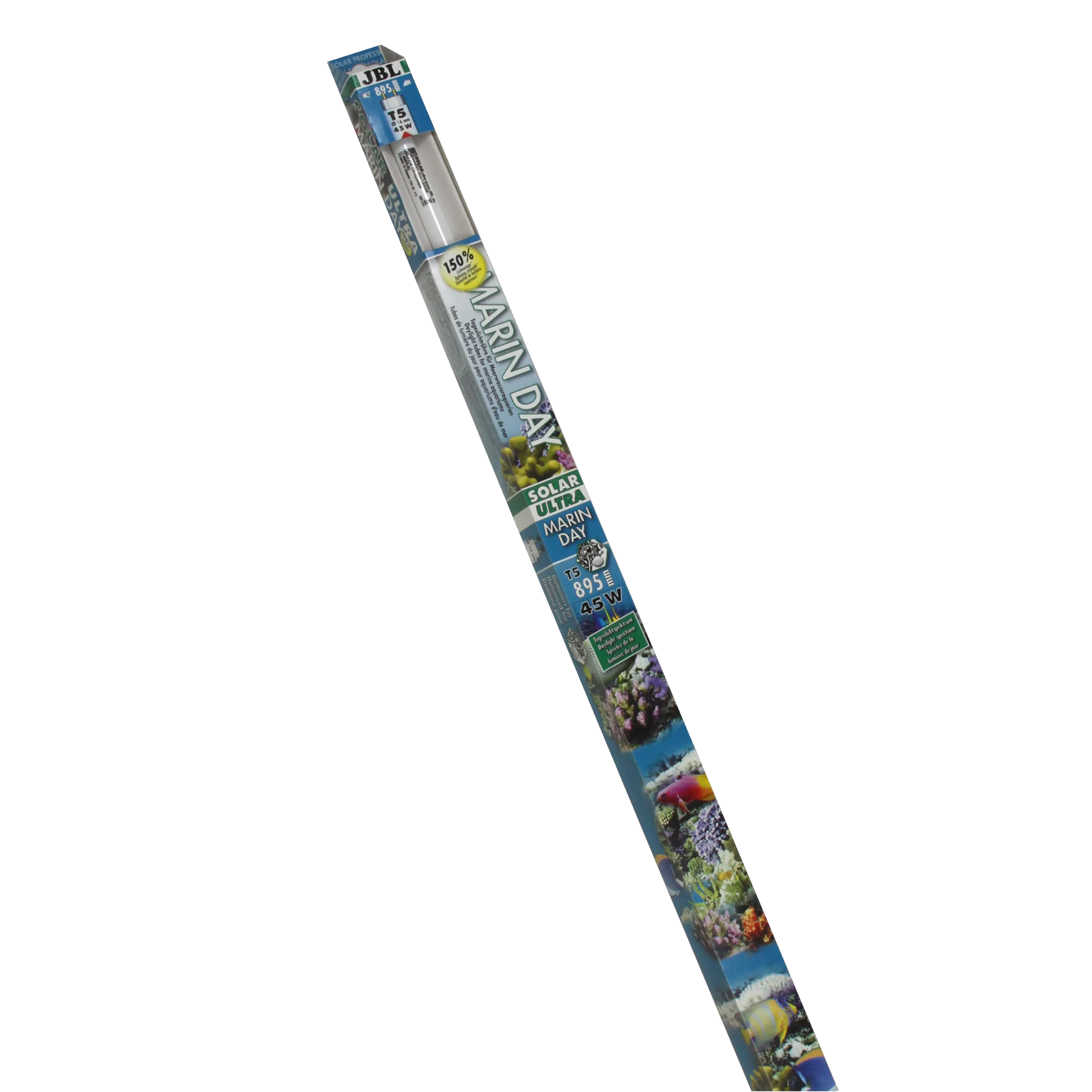 Fluorescent tube for promoting optimal growth of corals and other invertebrates in saltwater aquariums