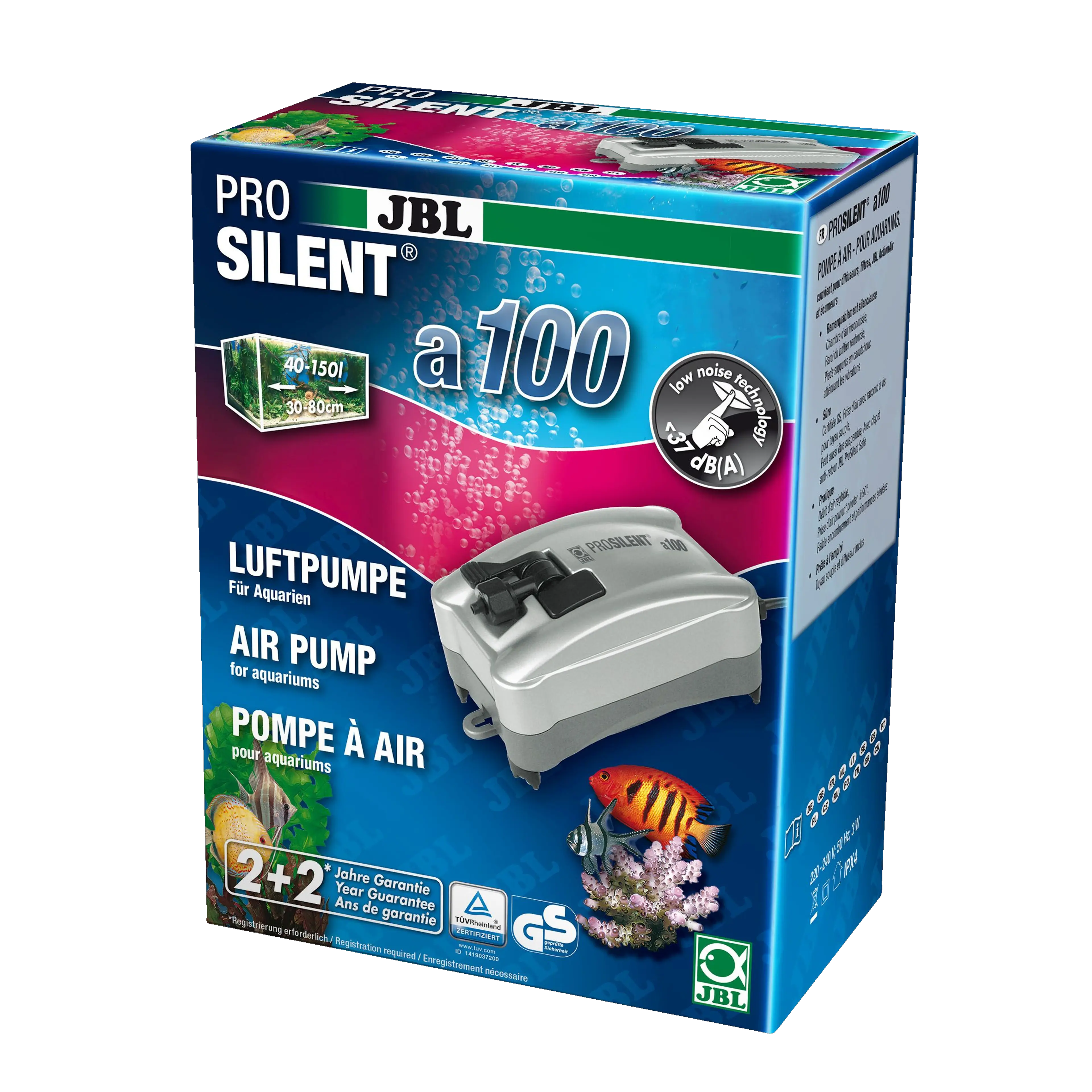 Health and well-being for fish and plants: Air pump for freshwater and saltwater aquariums  from 40 to 150 litres