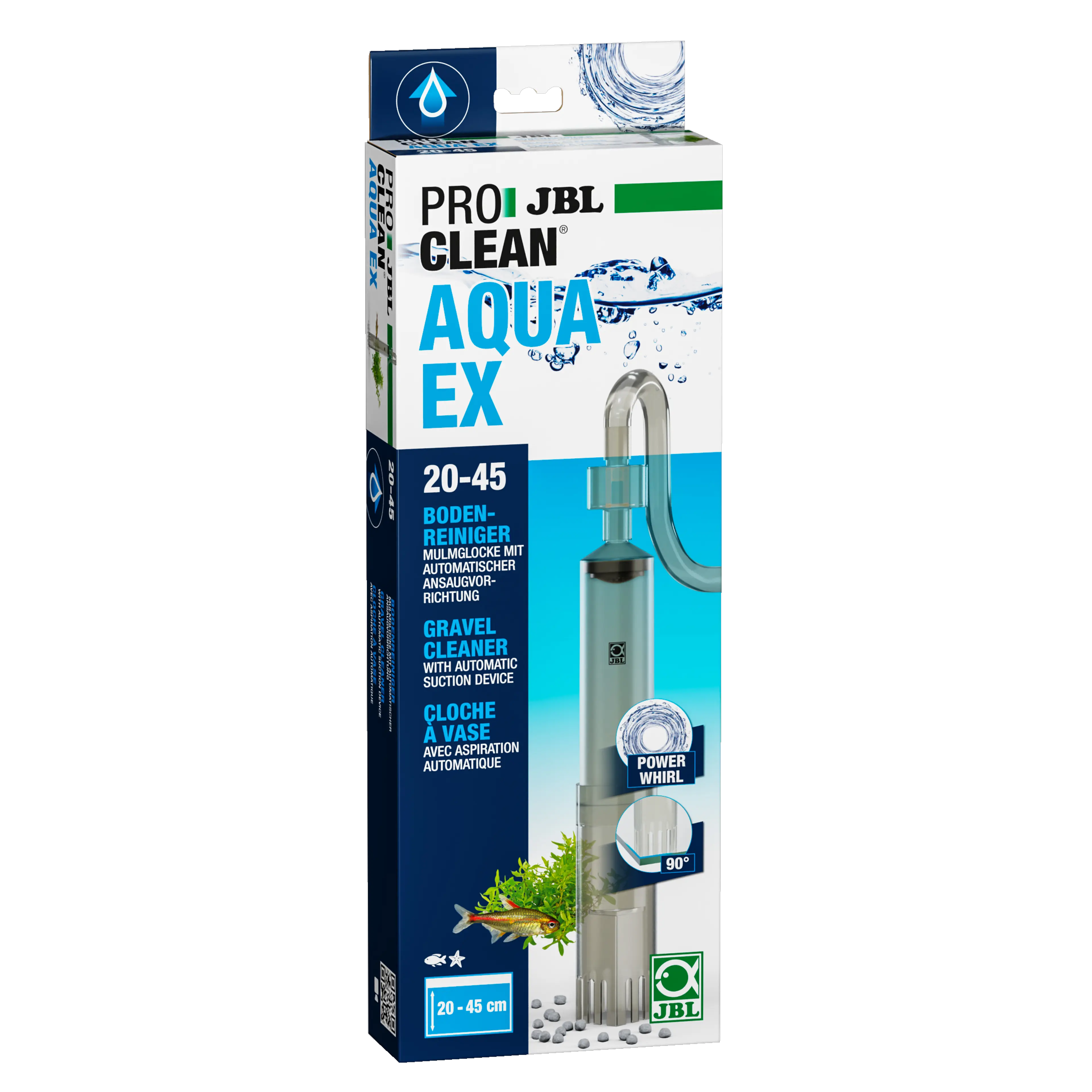 Well-designed and highly effective floor cleaner for removing dirt from aquariums with a height of 20 cm or more.