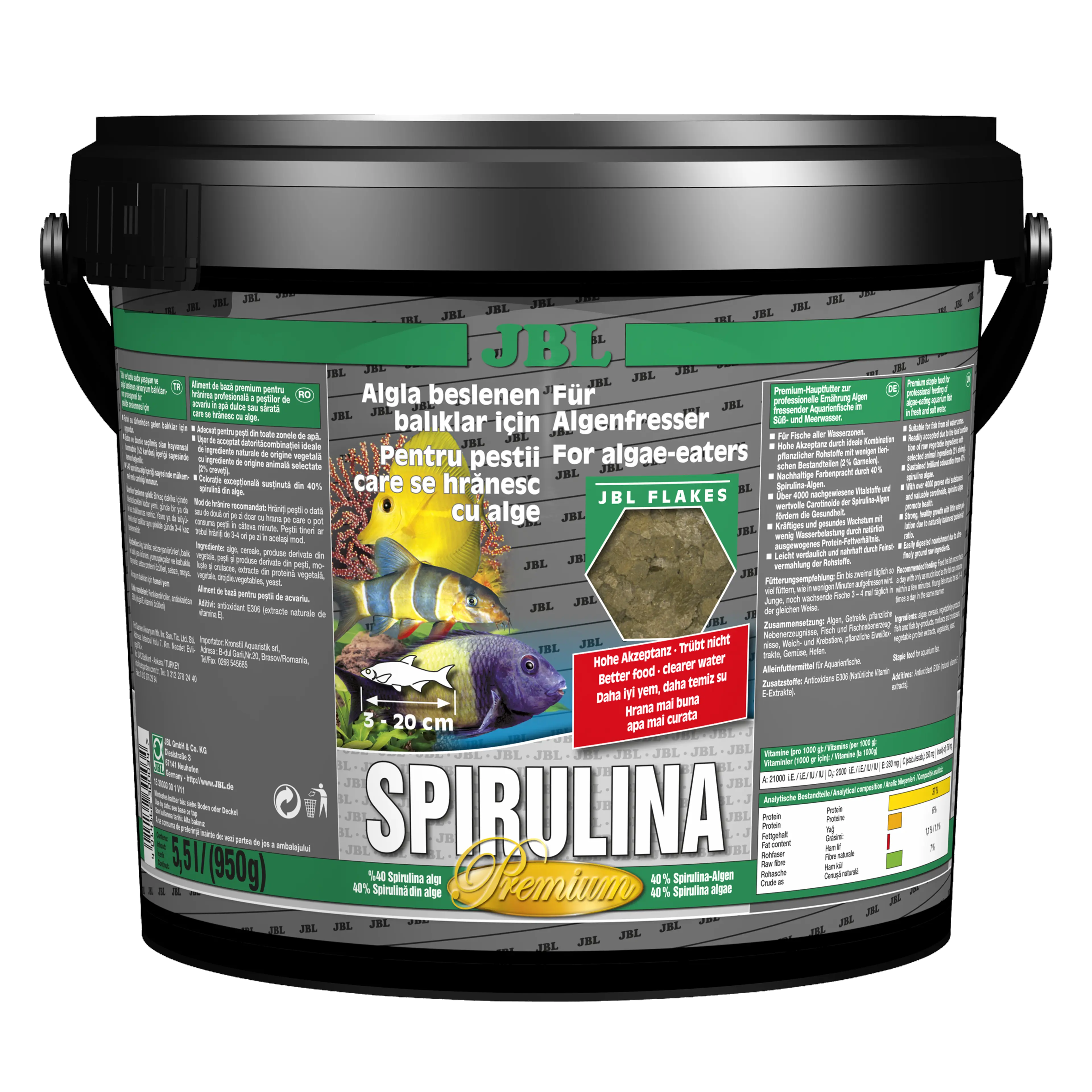 Maximum algae content for healthy nutrition: Complete nutrition and optimal growth of algae-eating freshwater and saltwater fish
