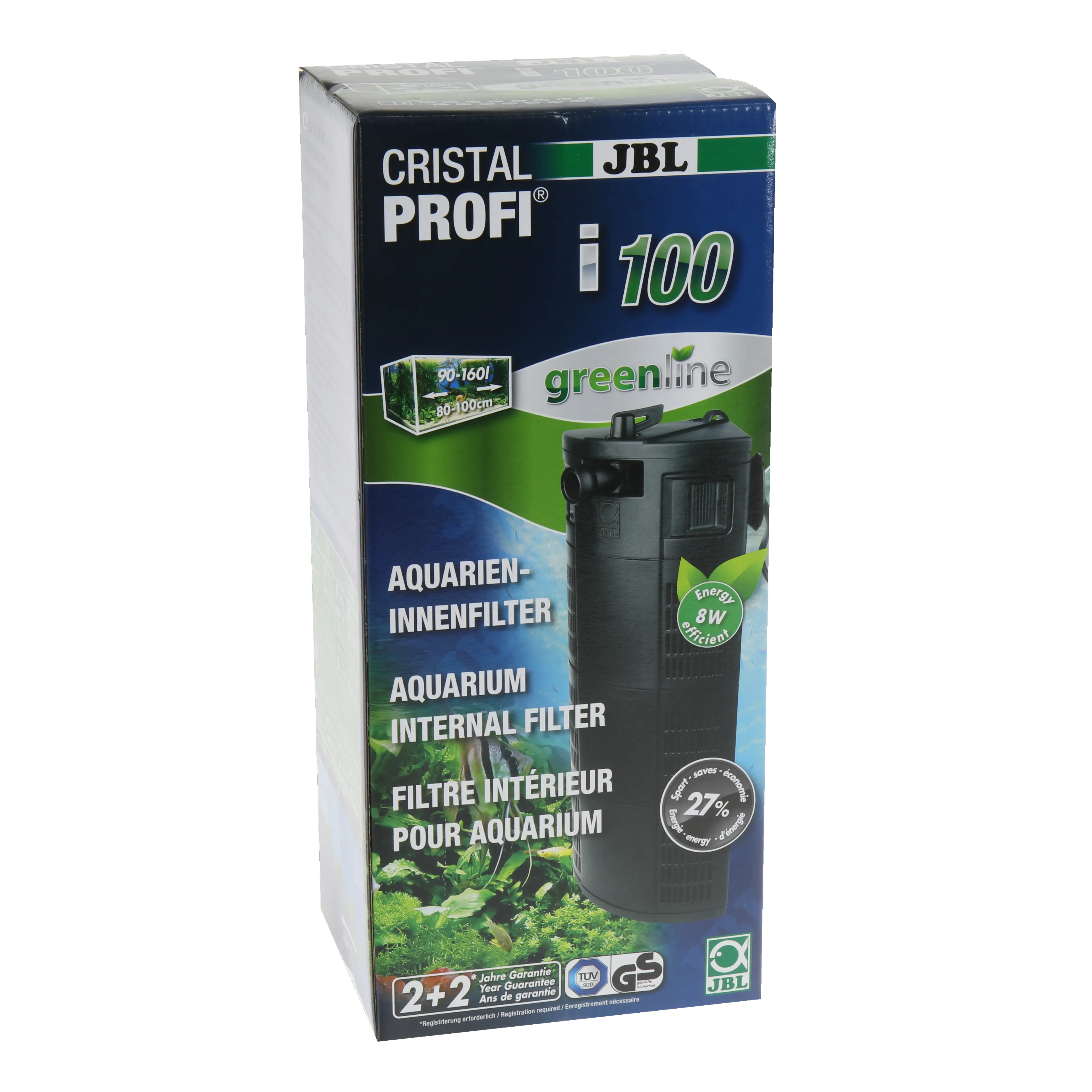 For clean and healthy aquarium water: Internal filter for mechanical and biological filtration – for aquariums from 90 to 160 litres (80–100 cm)