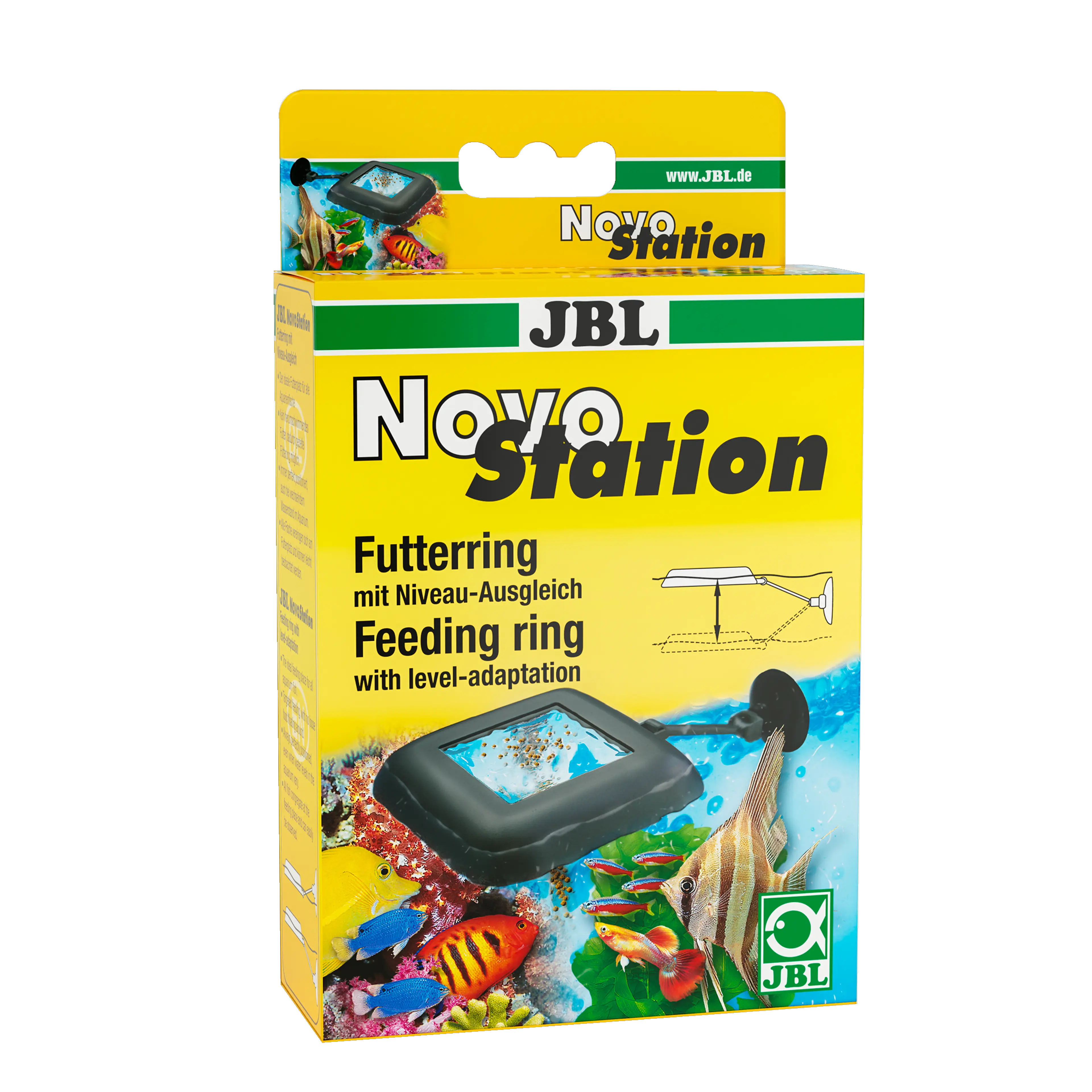 The ideal feeding place for all aquarium fish: feeding ring with suction cup holder and movable bracket to compensate for the water level.