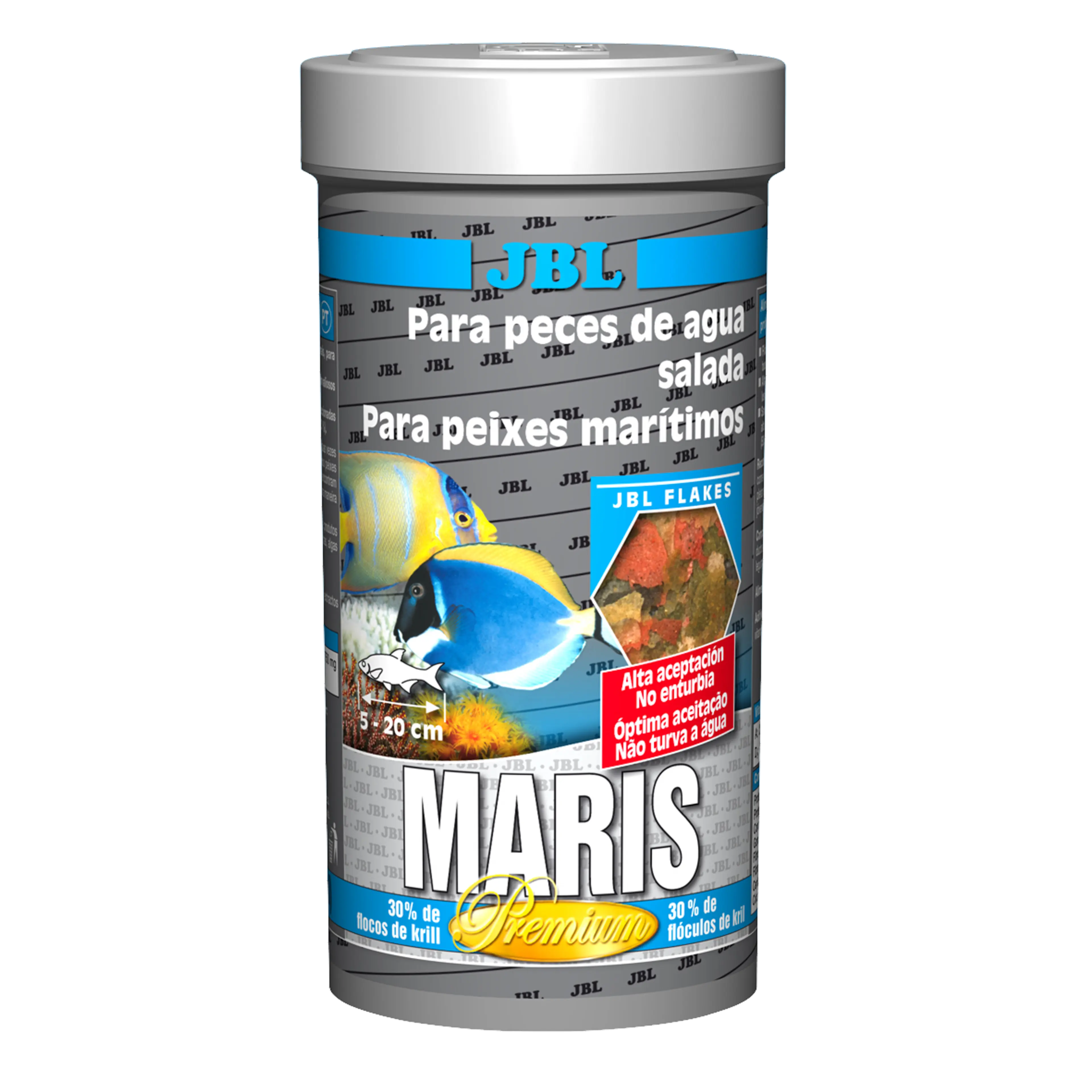 Alimentación completa y crecimiento óptimo de los peces de agua salada: más de 50 materias primas naturales en 6 copos alimenticios con copos de krill ricos en proteínas y algas espirulina.