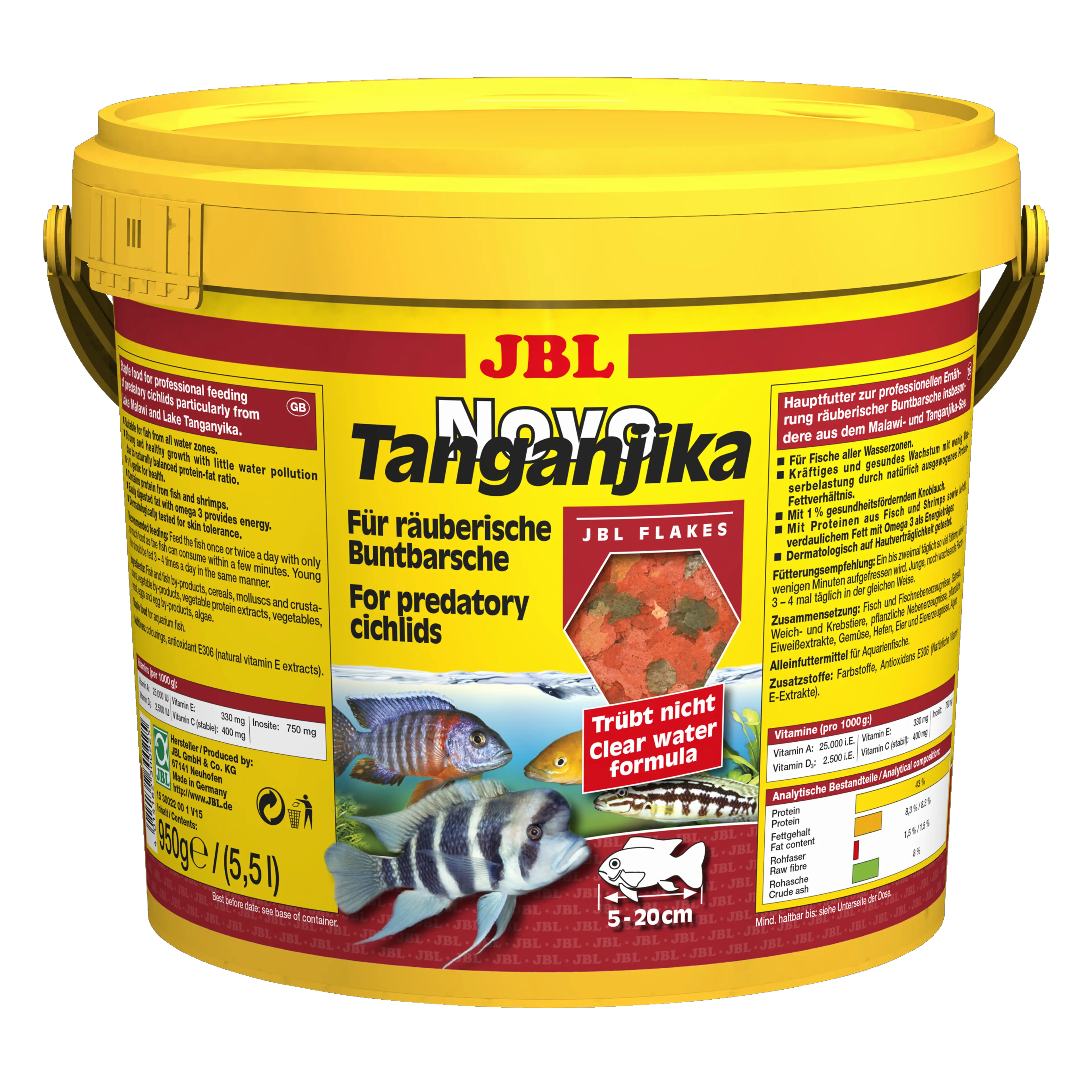 Complete nutrition, optimal growth and vibrant colours for predatory cichlids from Lake Tanganyika and Lake Malawi: carotenoids ensure beautiful colouration.