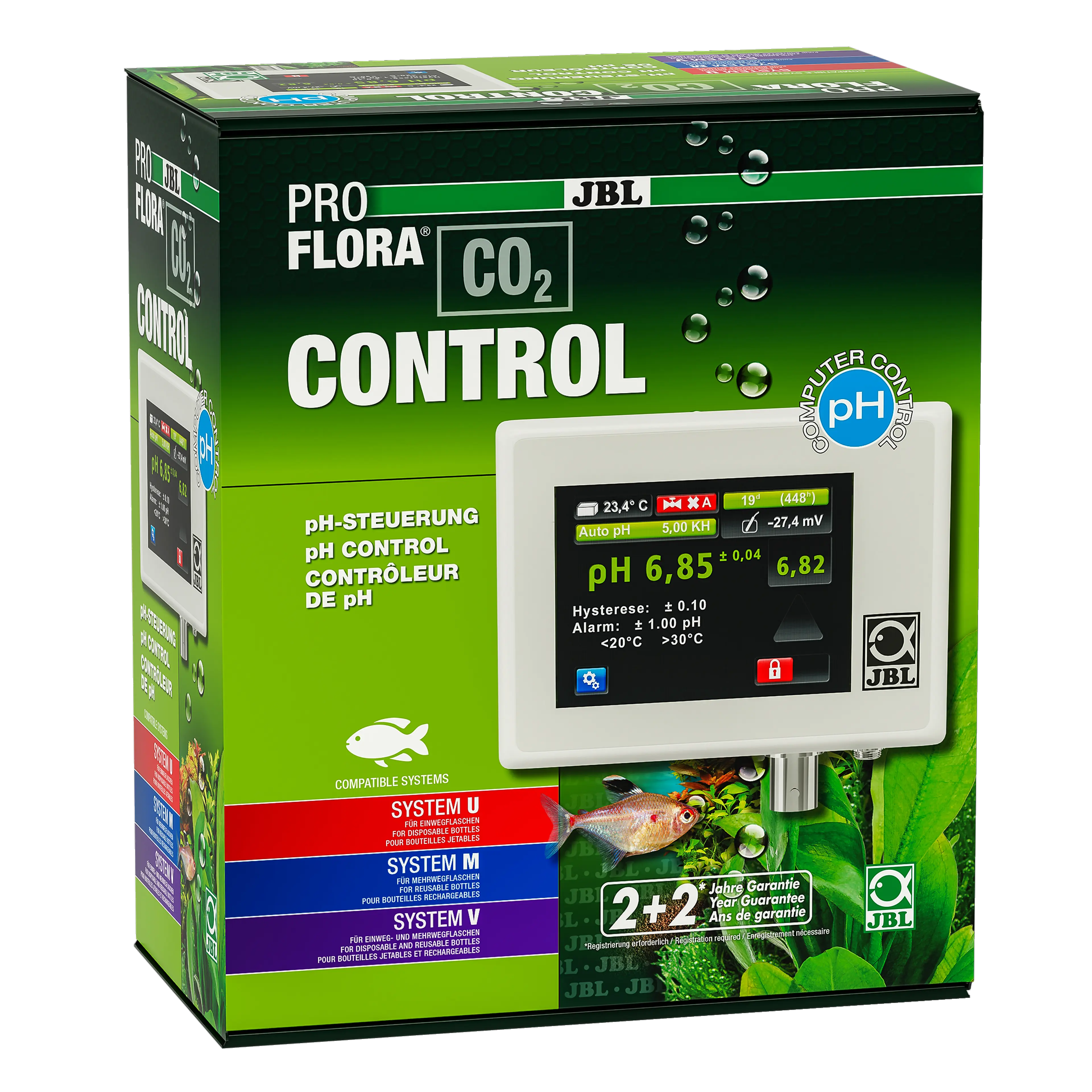 Controls CO2 addition for perfect plant growth in the aquarium and the ideal pH value for aquarium fish.