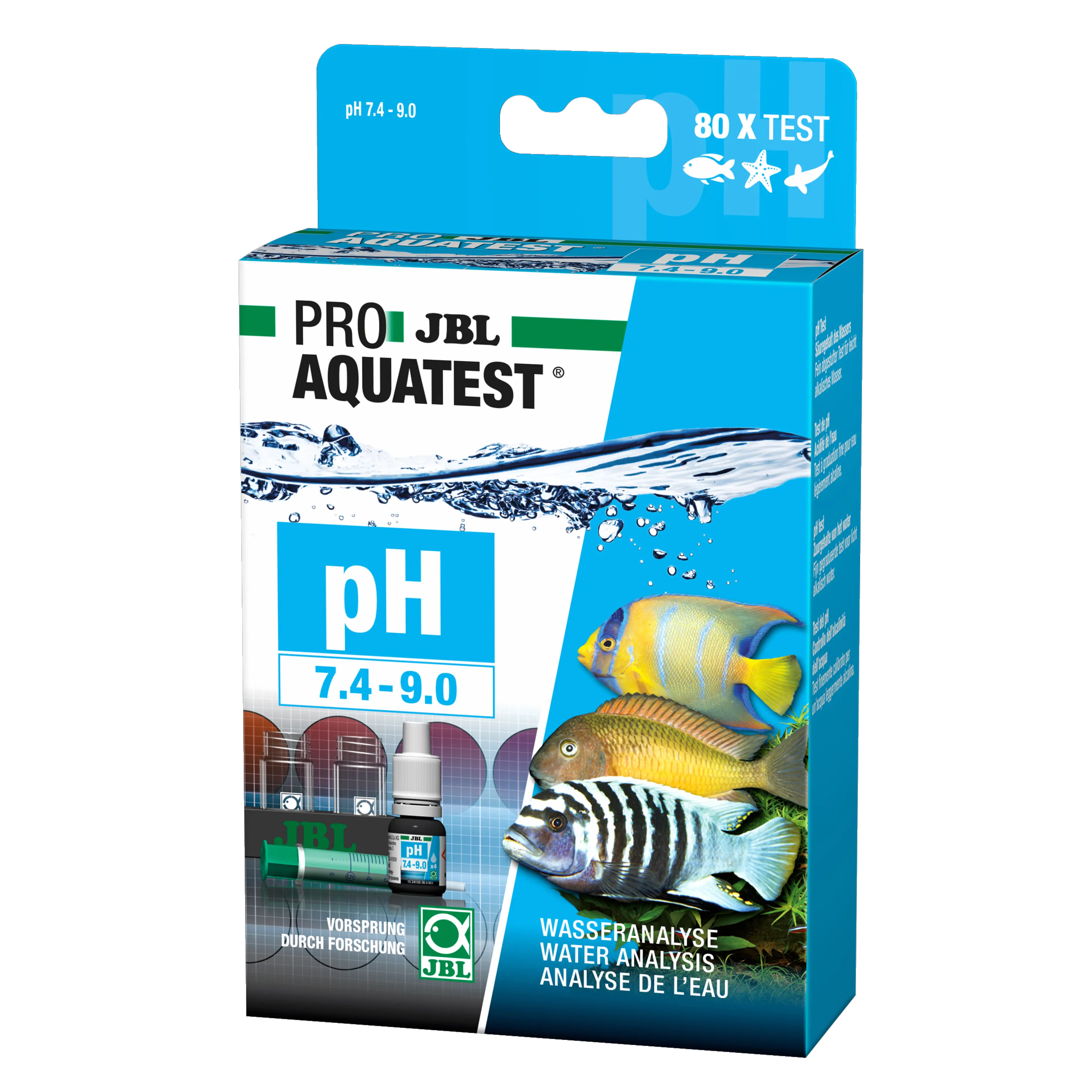 Controllo semplice e sicuro dei valori dell'acqua di acquari e laghetti. Determinazione del valore ottimale del pH per acqua dolce e salata.