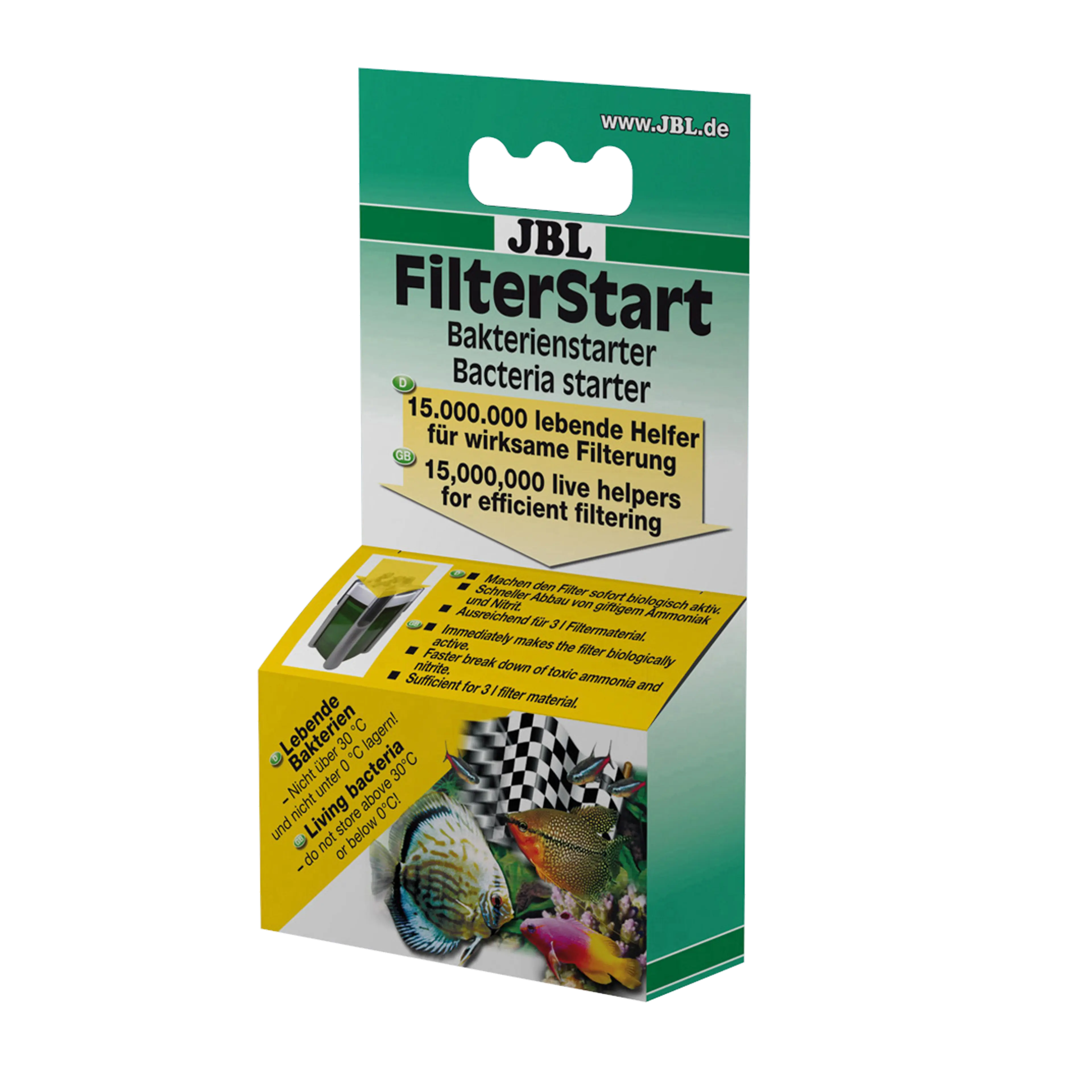 Adds millions of beneficial, autotrophic and pollutant-degrading bacterial strains to the aquarium filter after filter cleaning or when commissioning new filters/filter material.