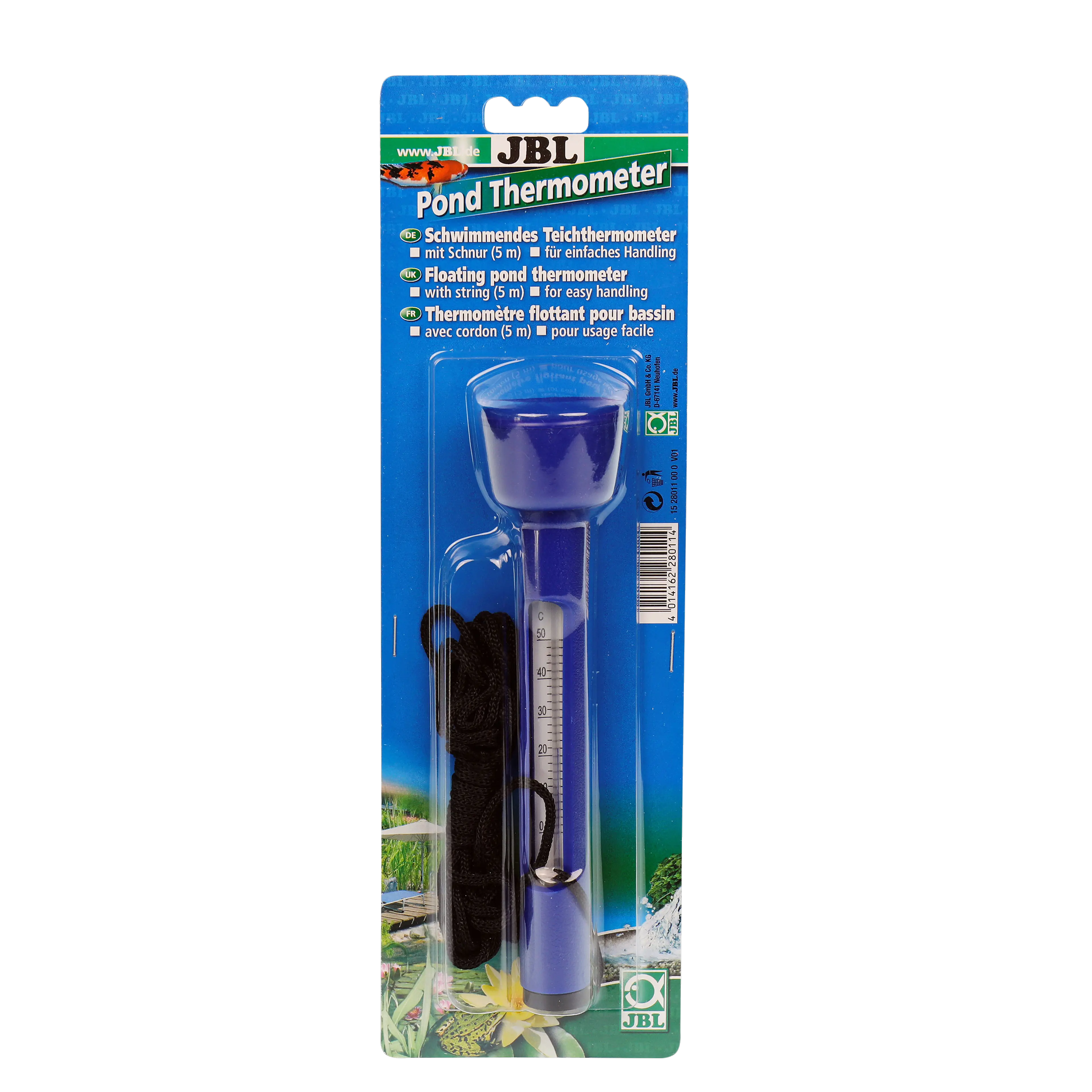 Convenient control of pond temperature: floating pond thermometer with 5 m nylon cord for easy reading of the water temperature