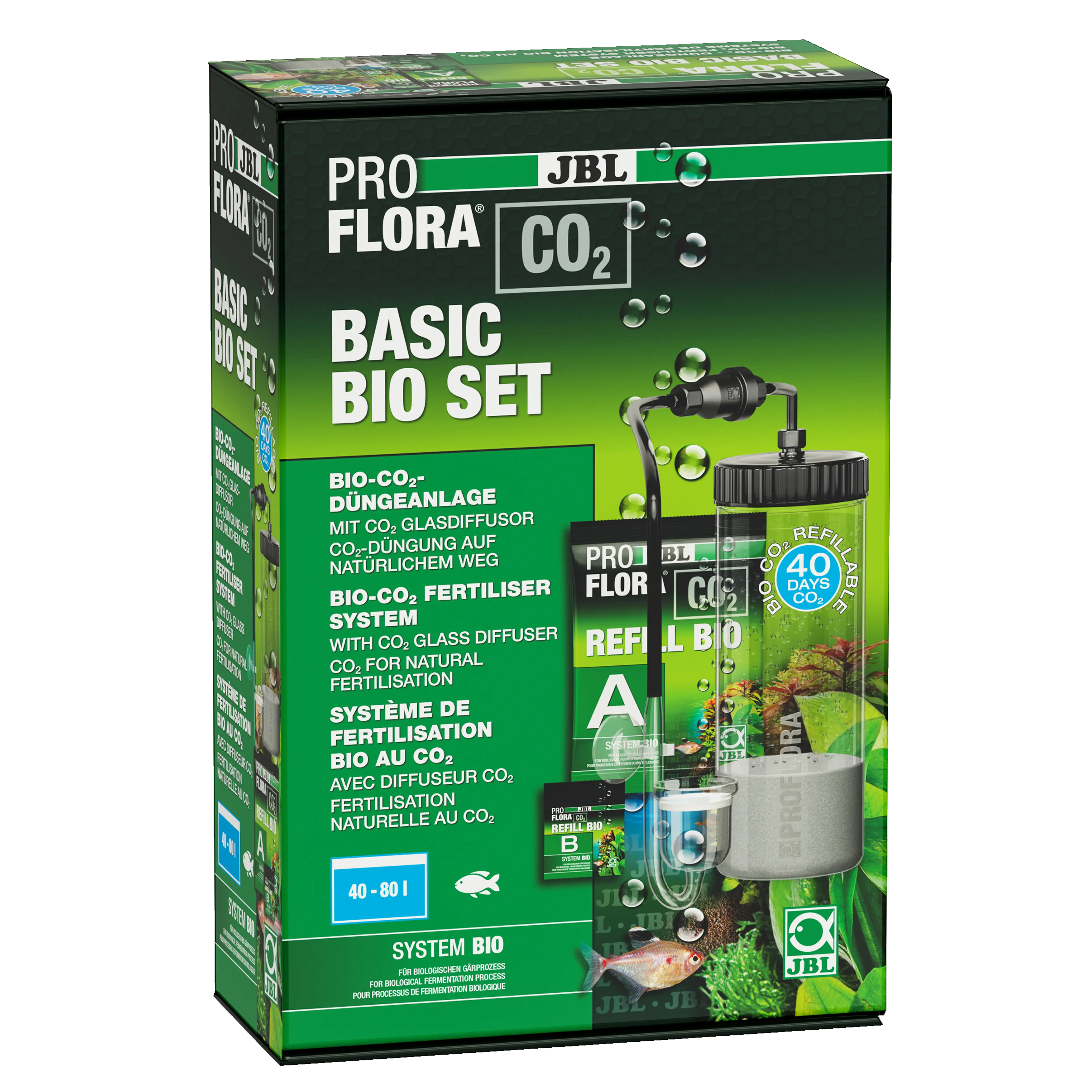 Provides aquarium plants with the main nutrient CO₂ for healthy and vigorous growth, thus preventing algae growth.