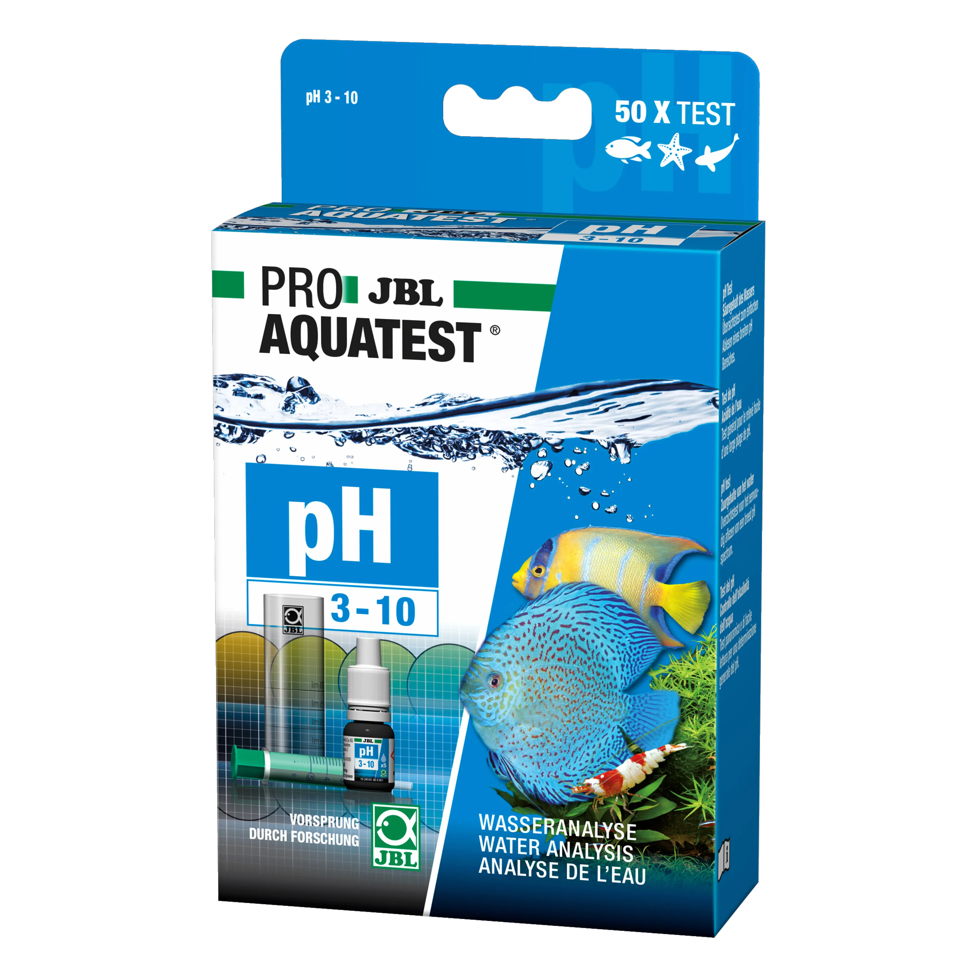 Controllo semplice e sicuro dei valori dell'acqua di laghetti e acquari. Determinazione del valore ottimale del pH per acqua dolce e salata.