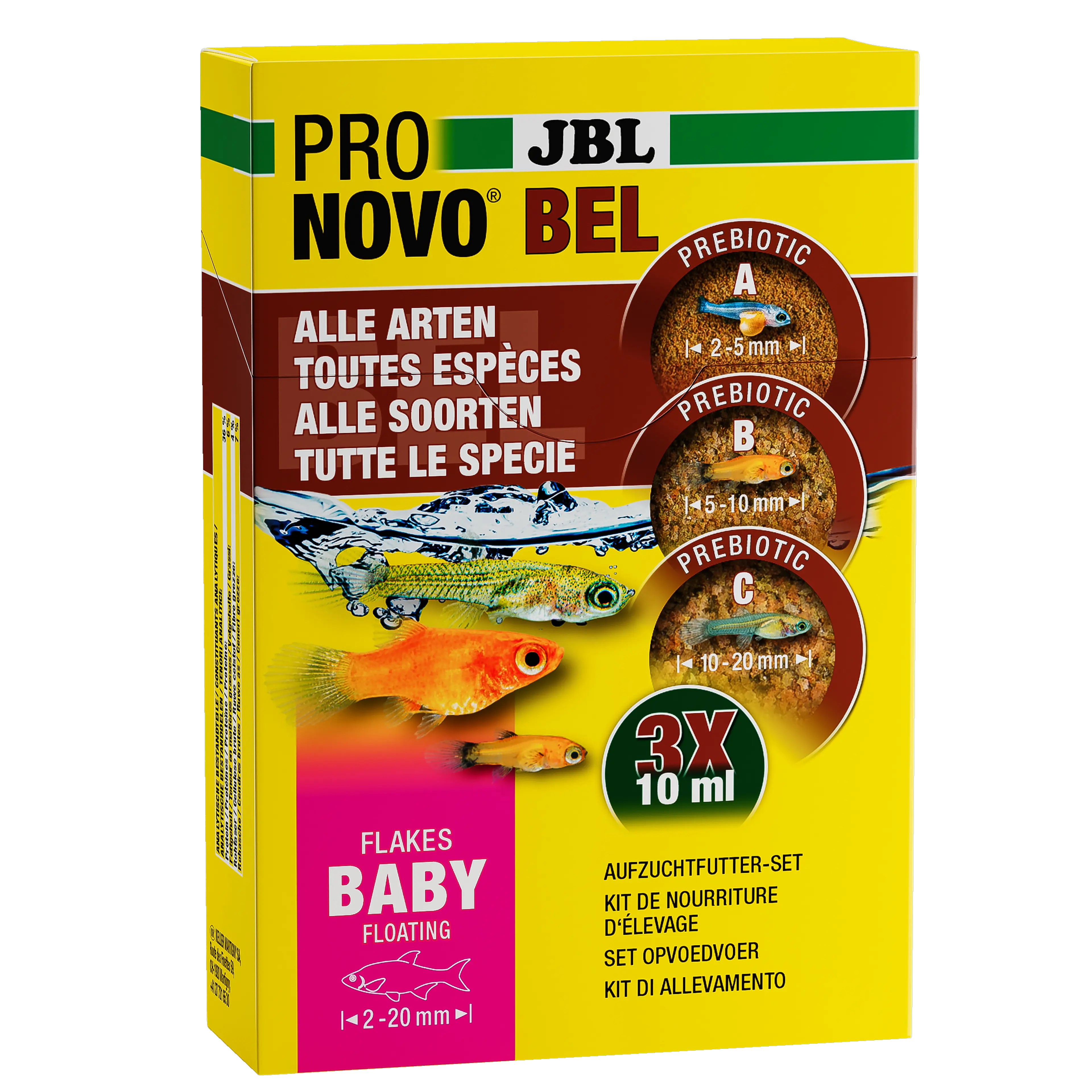 Aliment prébiotique coulant pour jeunes poissons : des fibres alimentaires spéciales contenues dans l'aliment fournissent aux bactéries intestinales bénéfiques les nutriments nécessaires à une bonne digestion.