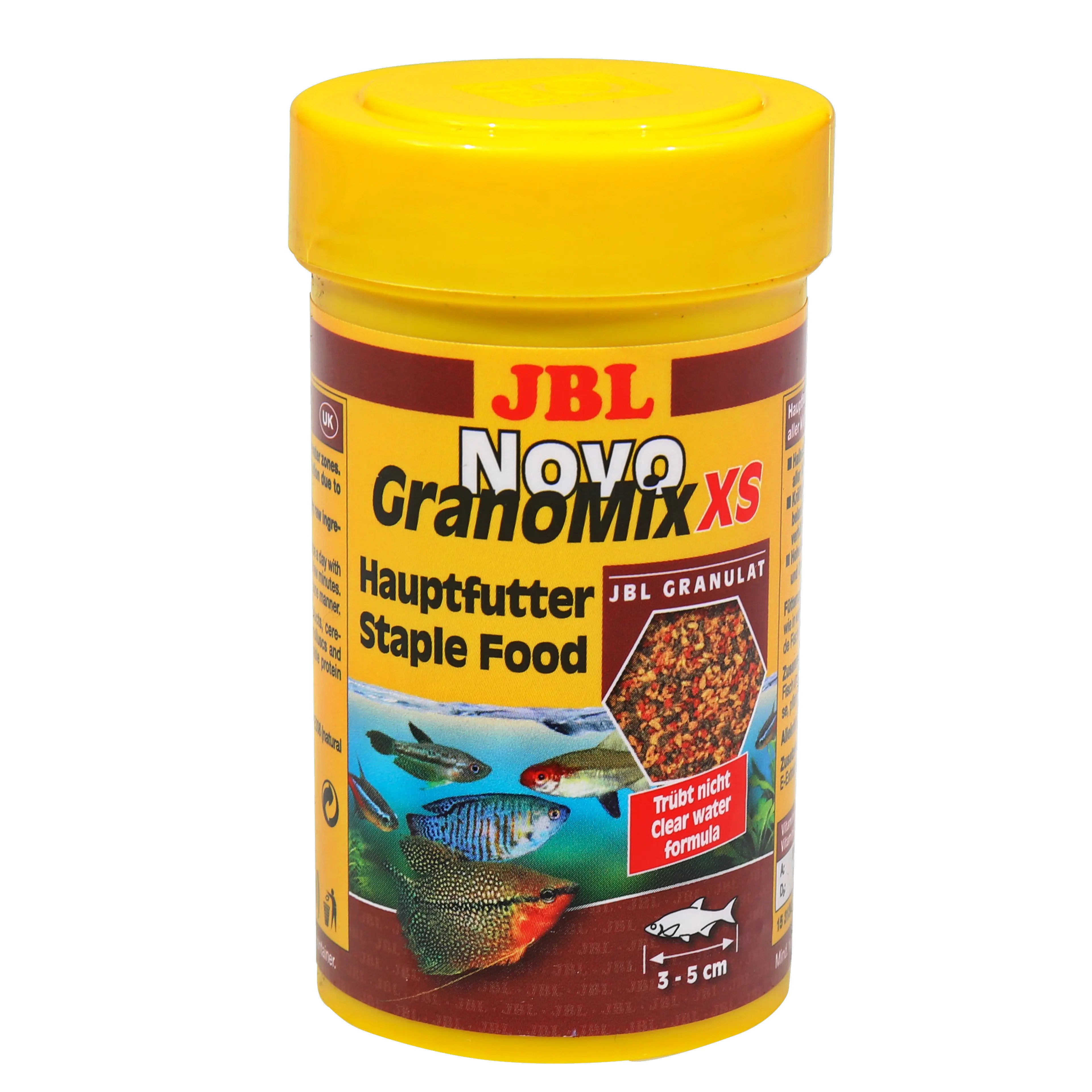 Perfect, complete nutrition for small fish such as neon tetras, small tetras, gouramis and other fish between 3 and 5 cm in length.