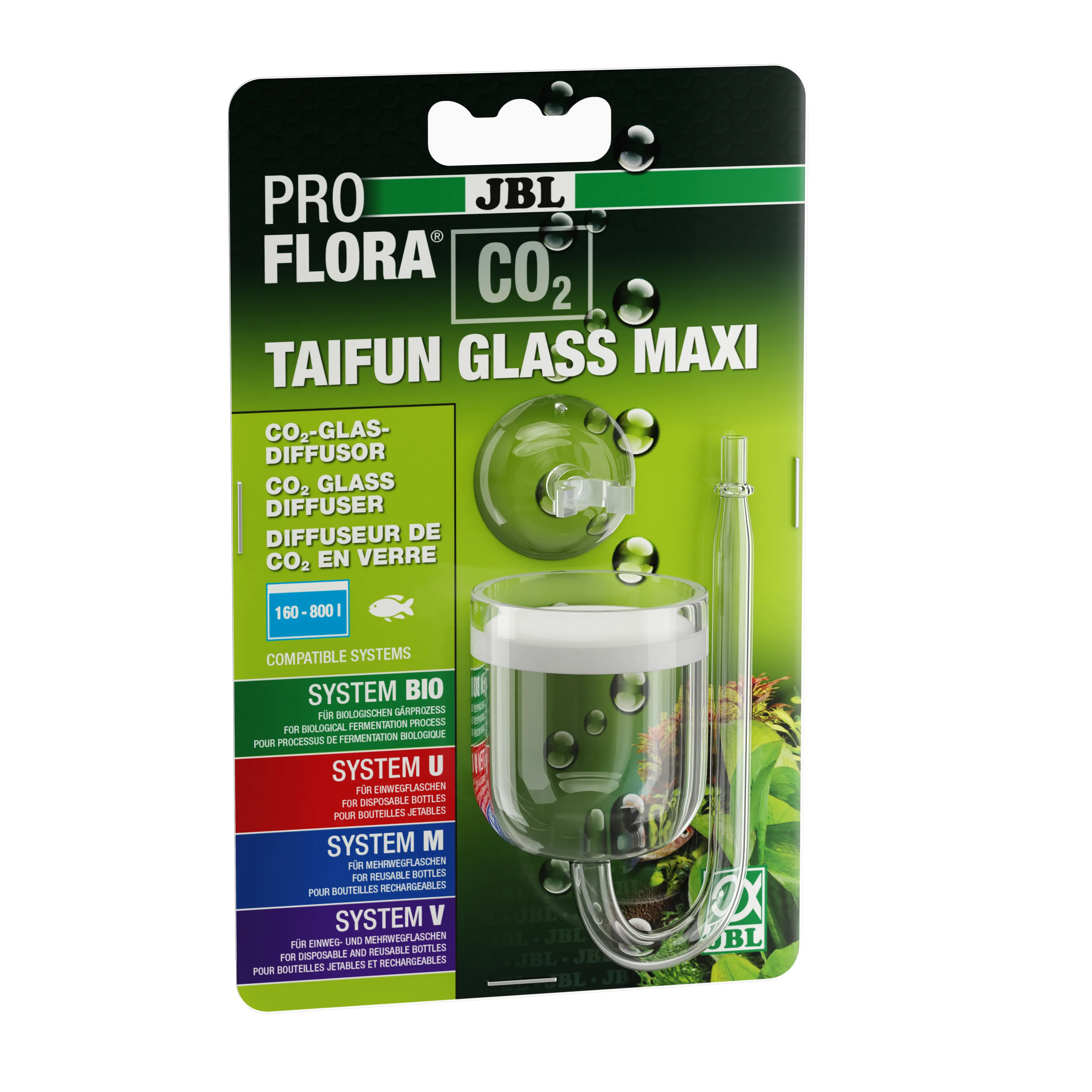 Elegant, small but highly effective glass diffuser for dissolving CO2 in aquarium water for perfect plant growth. 3 sizes: Mini 40-120 l; Midi 40-300 l; Maxi 160-800 l