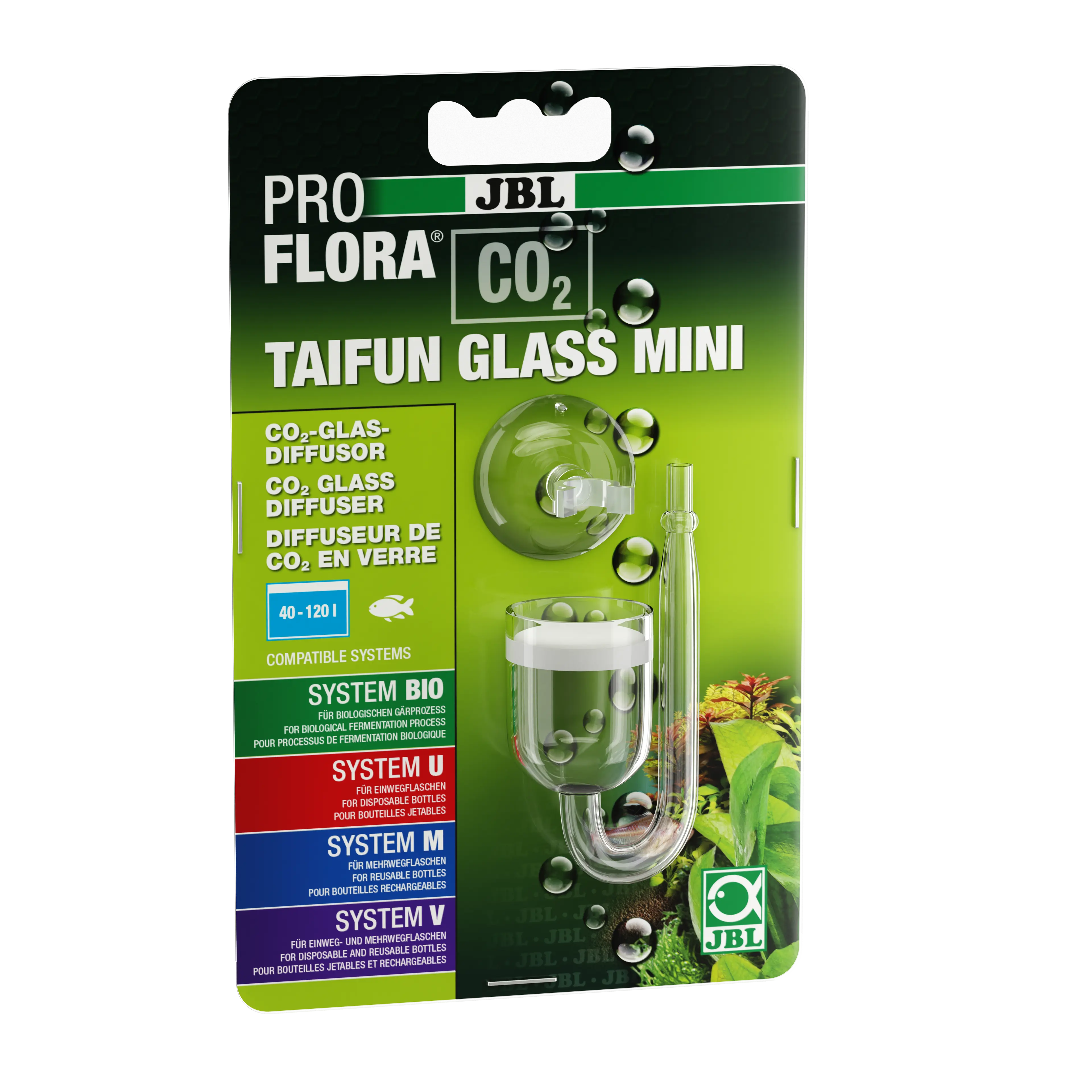 Elegant, small but highly effective glass diffuser for dissolving CO2 in aquarium water for perfect plant growth. 3 sizes: Mini 40-120 l; Midi 40-300 l; Maxi 160-800 l