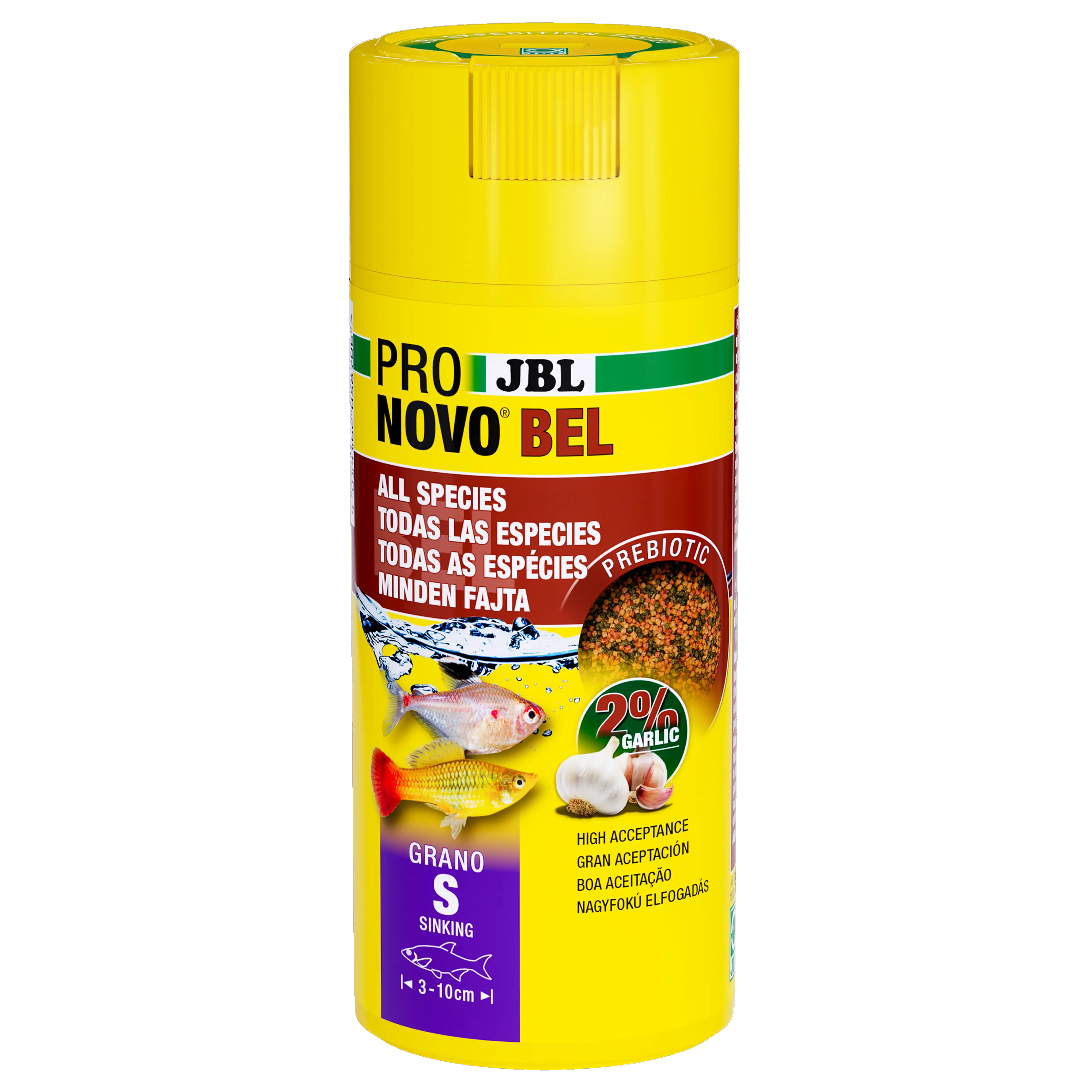 Prebiotic aquarium fish food with garlic: Special fibre in the food provides the beneficial intestinal bacteria with nourishment for healthy digestion.