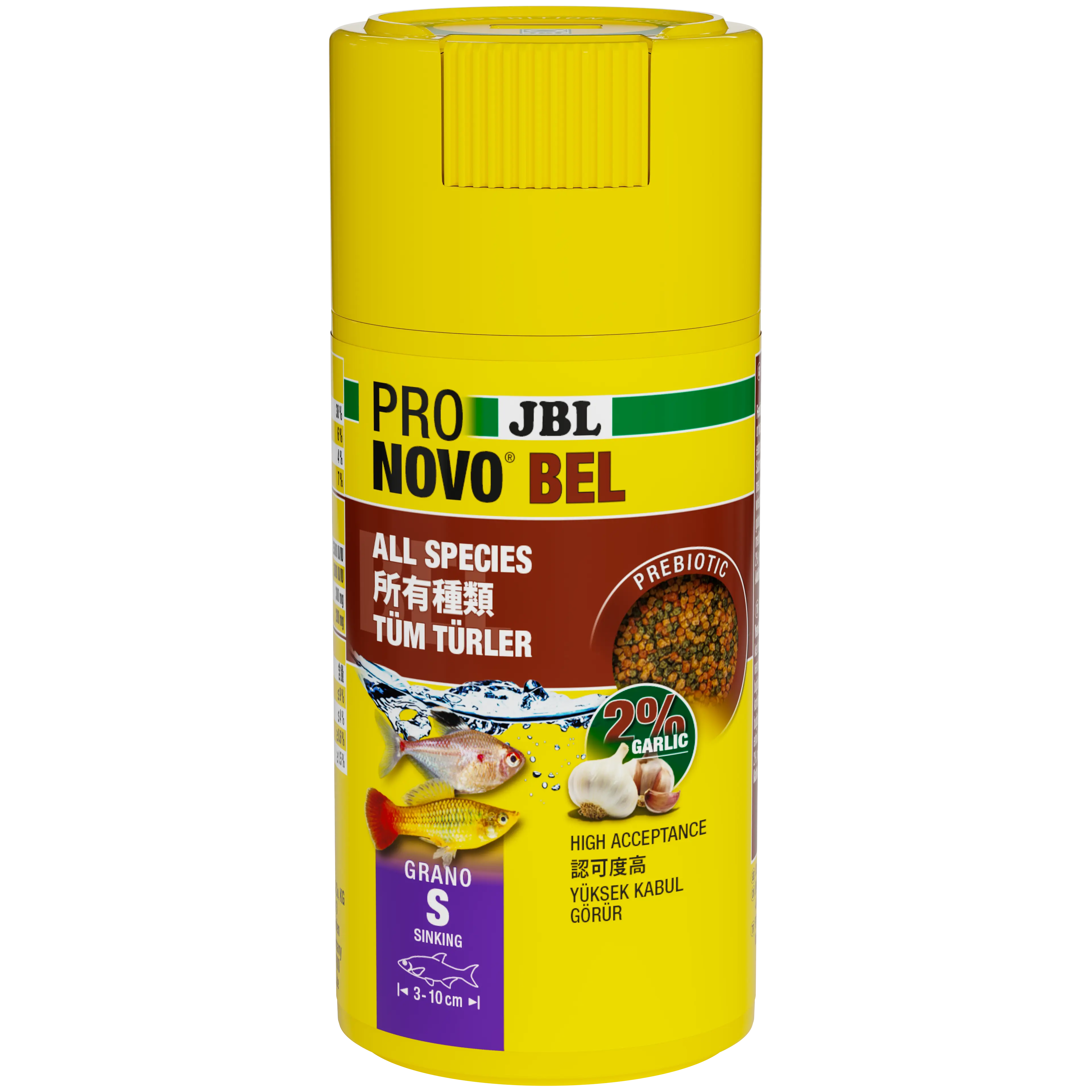 Prebiotic aquarium fish food with garlic: Special fibre in the food provides the beneficial intestinal bacteria with nourishment for healthy digestion.