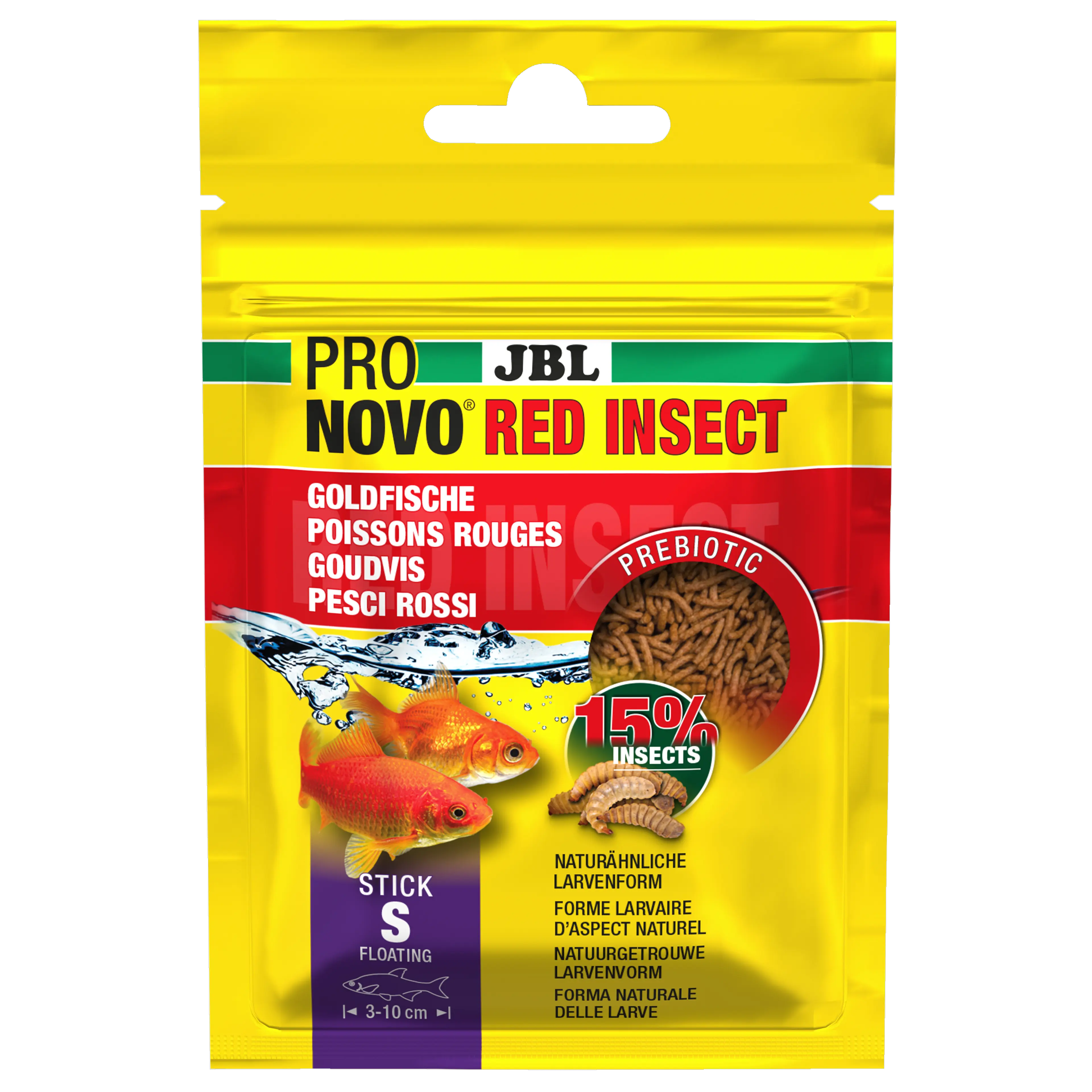 Prebiotic, floating goldfish food: Special fibre in the food provides the beneficial intestinal bacteria with nourishment for healthy digestion.