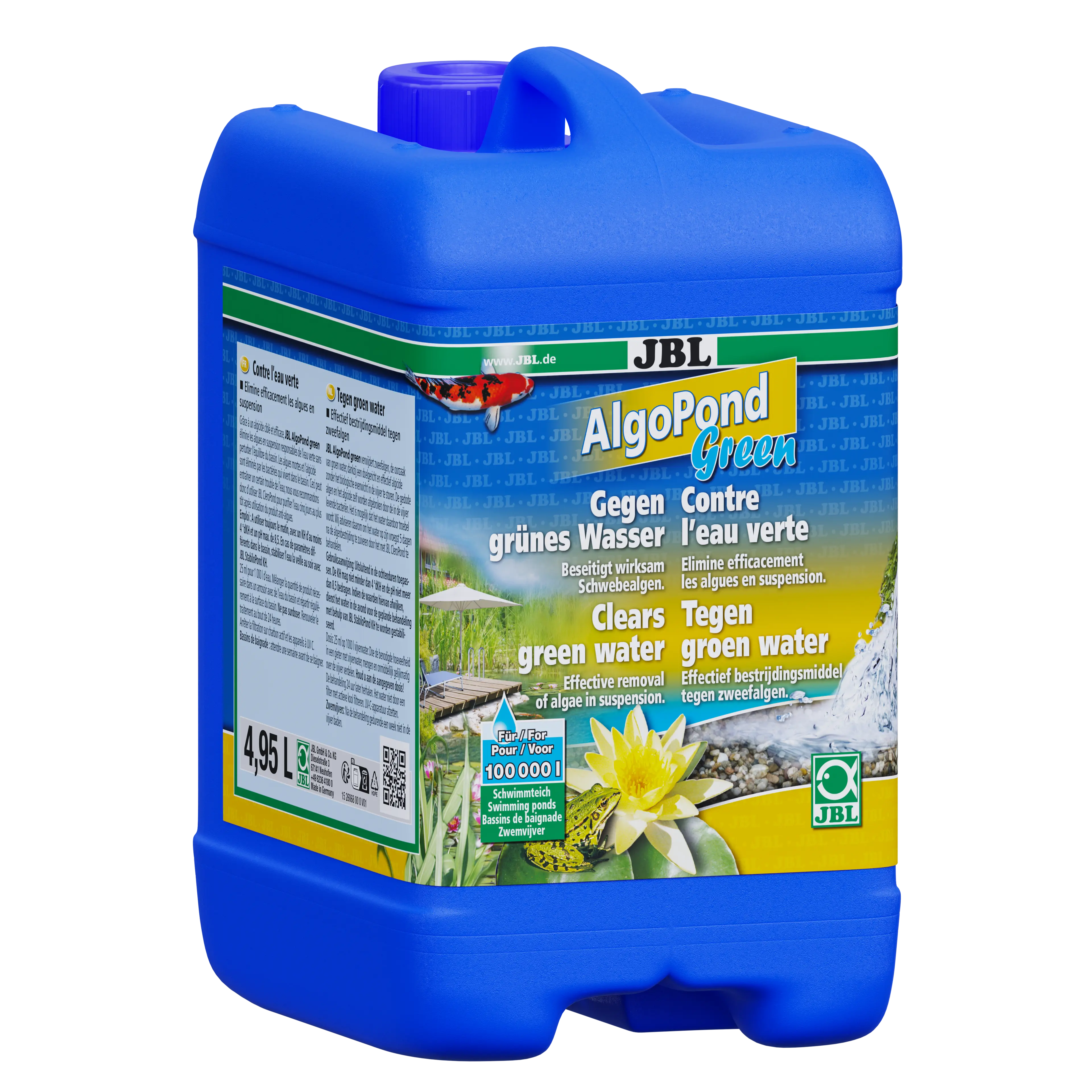 For fast and effective control of all types of floating algae (green water) in garden ponds