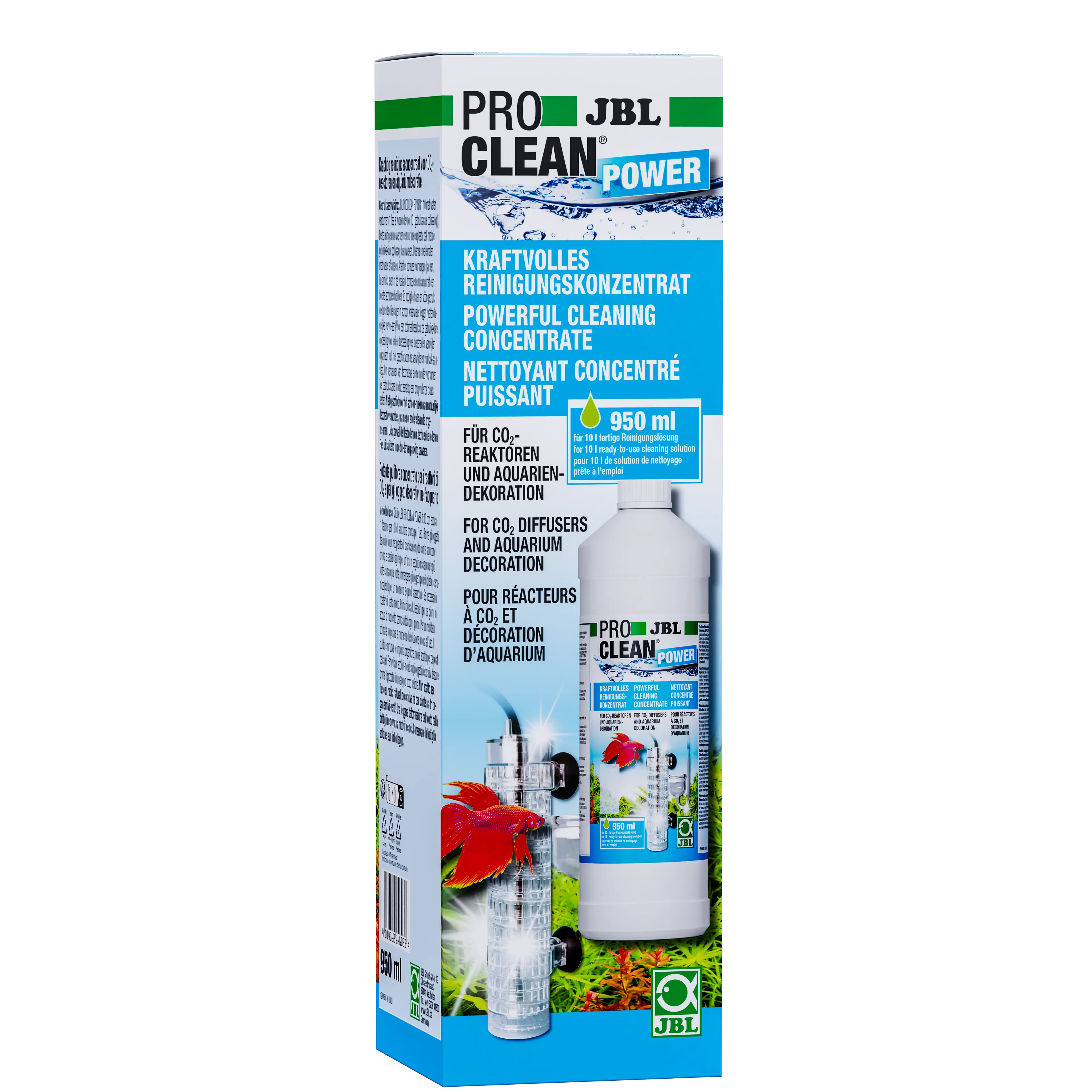 For effortless cleaning of technical equipment and decoration from algae and other organic contamination