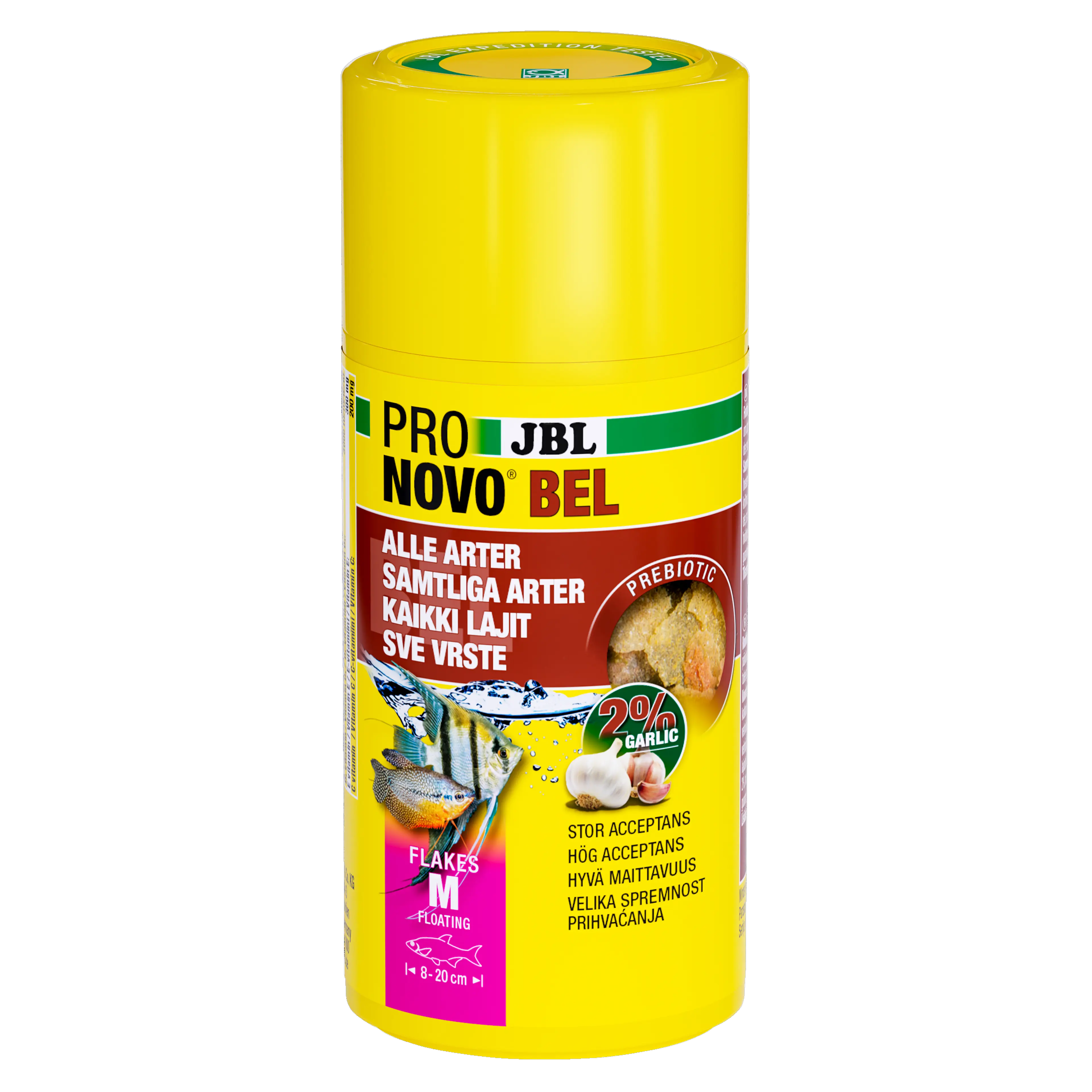 Prebiotic aquarium fish food with garlic: Special fibre in the food provides the beneficial intestinal bacteria with nourishment for healthy digestion.