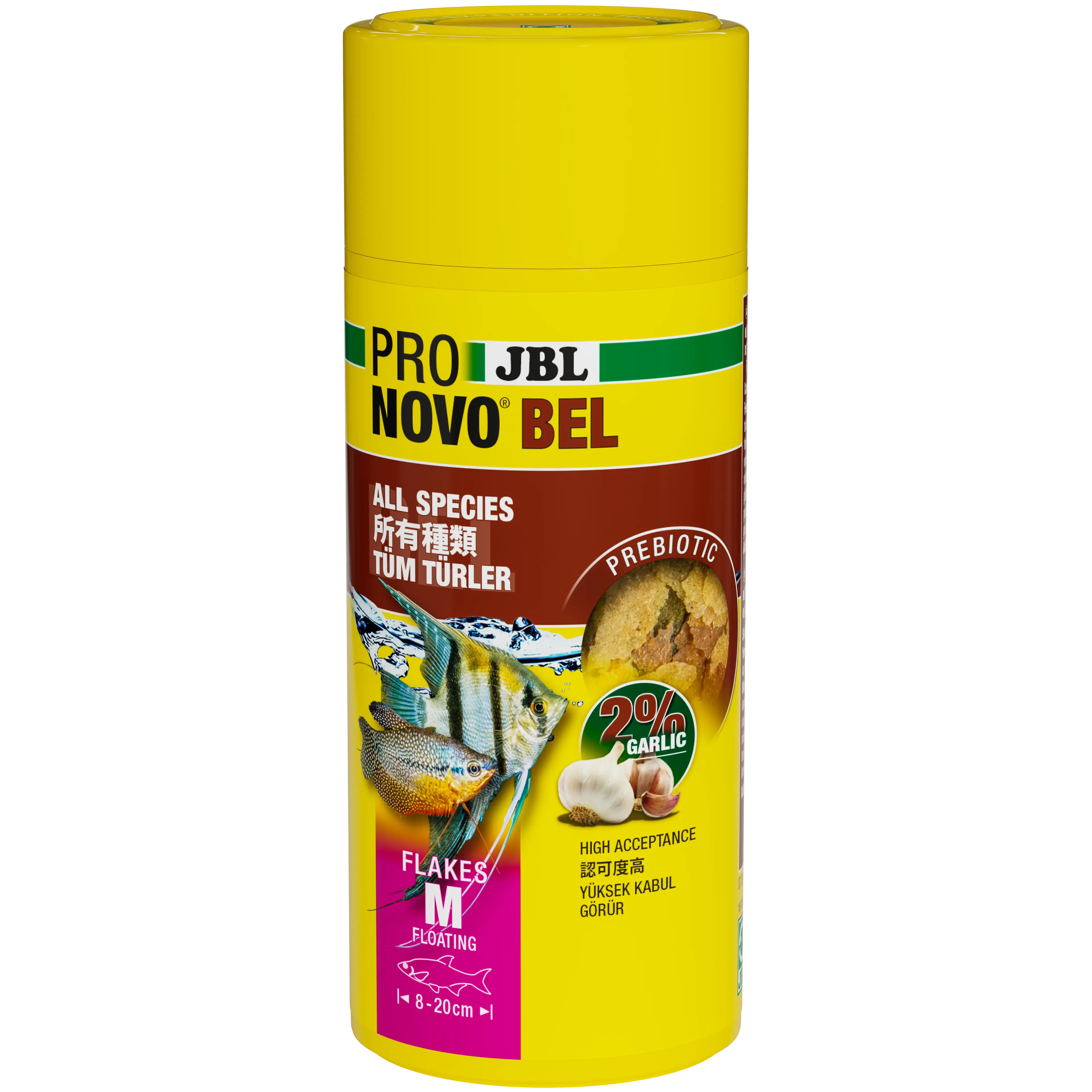 Prebiotic aquarium fish food with garlic: Special fibre in the food provides the beneficial intestinal bacteria with nourishment for healthy digestion.