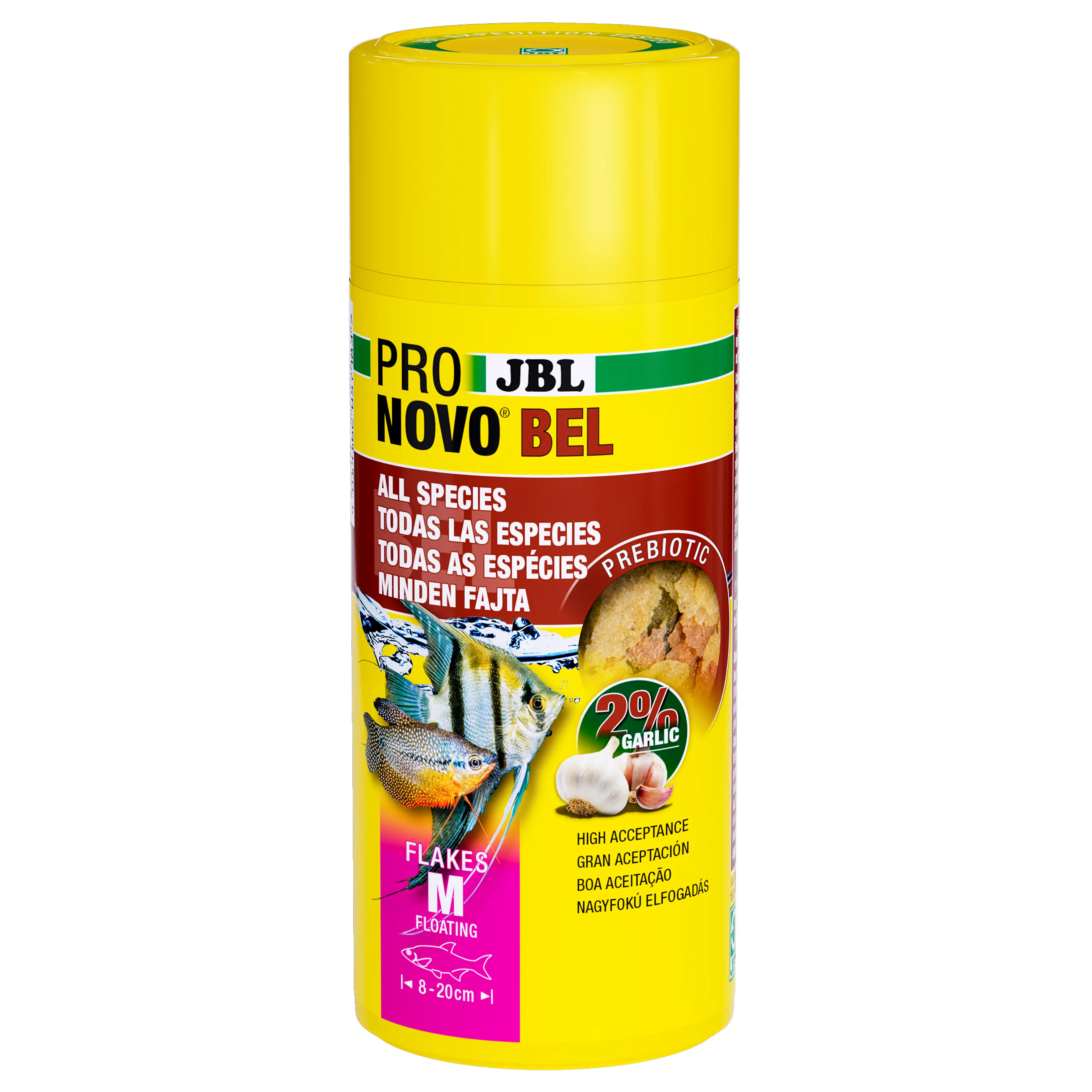 Prebiotic aquarium fish food with garlic: Special fibre in the food provides the beneficial intestinal bacteria with nourishment for healthy digestion.