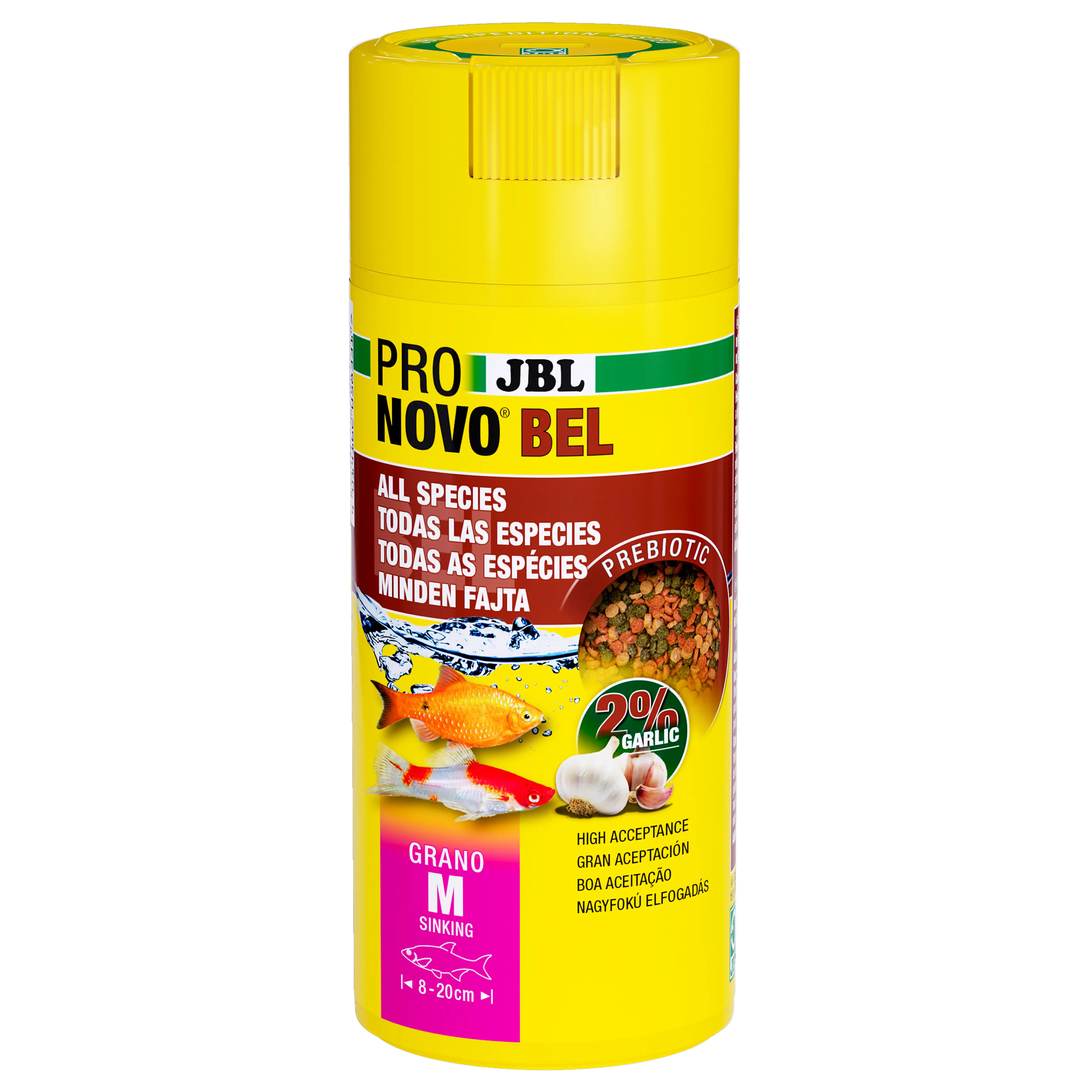 Prebiotic aquarium fish food with garlic: Special fibre in the food provides the beneficial intestinal bacteria with nourishment for healthy digestion.