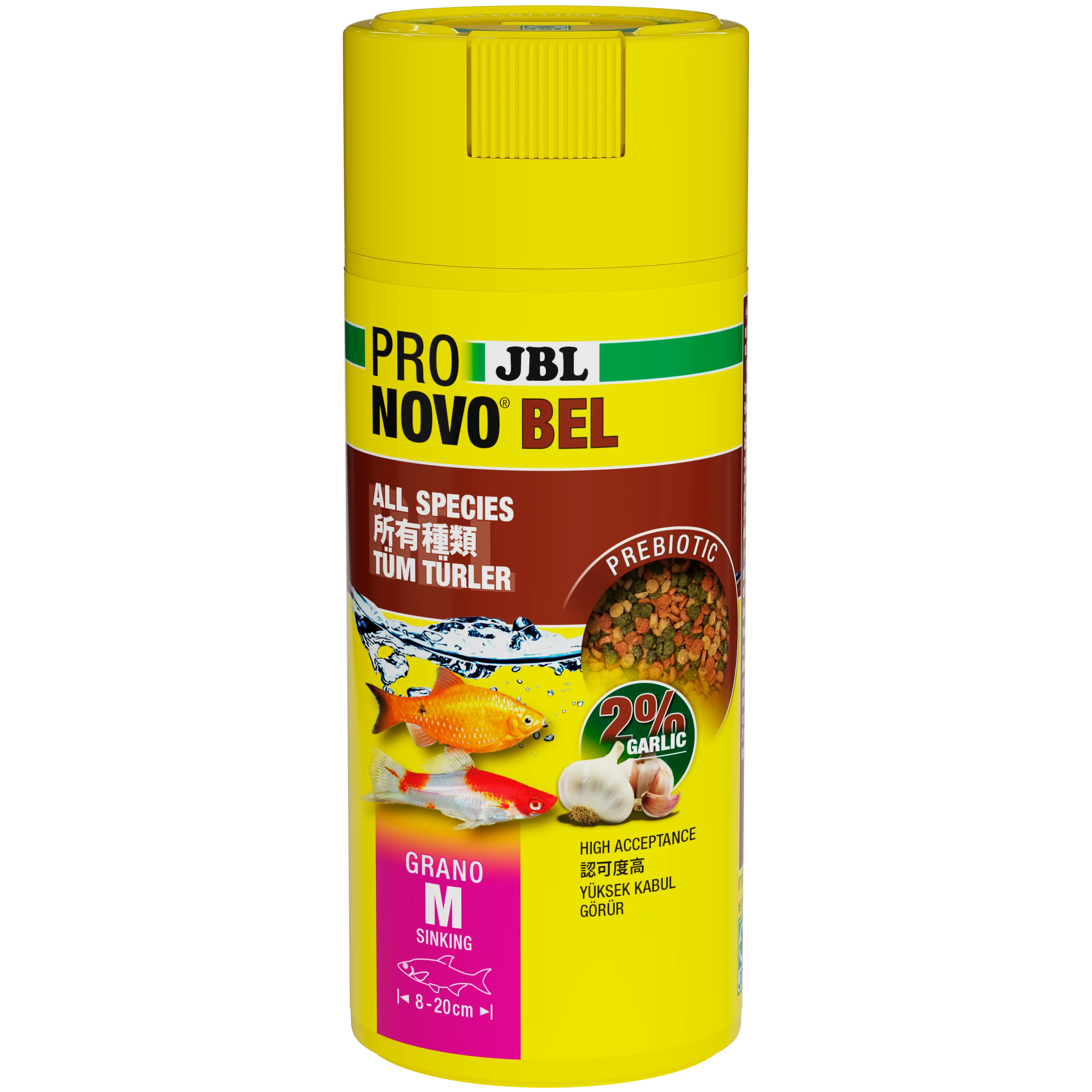 Prebiotic aquarium fish food with garlic: Special fibre in the food provides the beneficial intestinal bacteria with nourishment for healthy digestion.