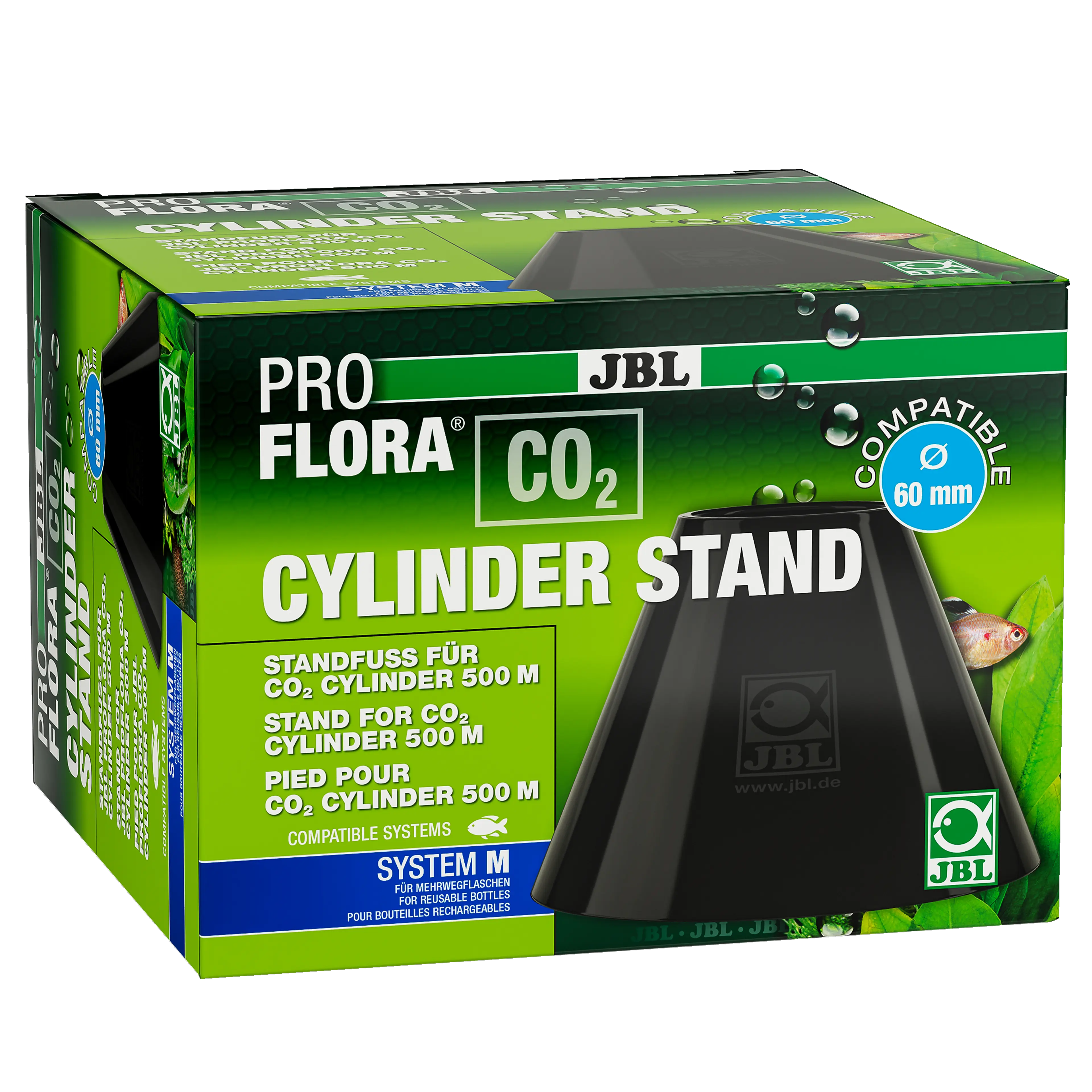 For secure storage of all 500 g CO2 refillable cylinders with round ends and a diameter of up to 6 cm