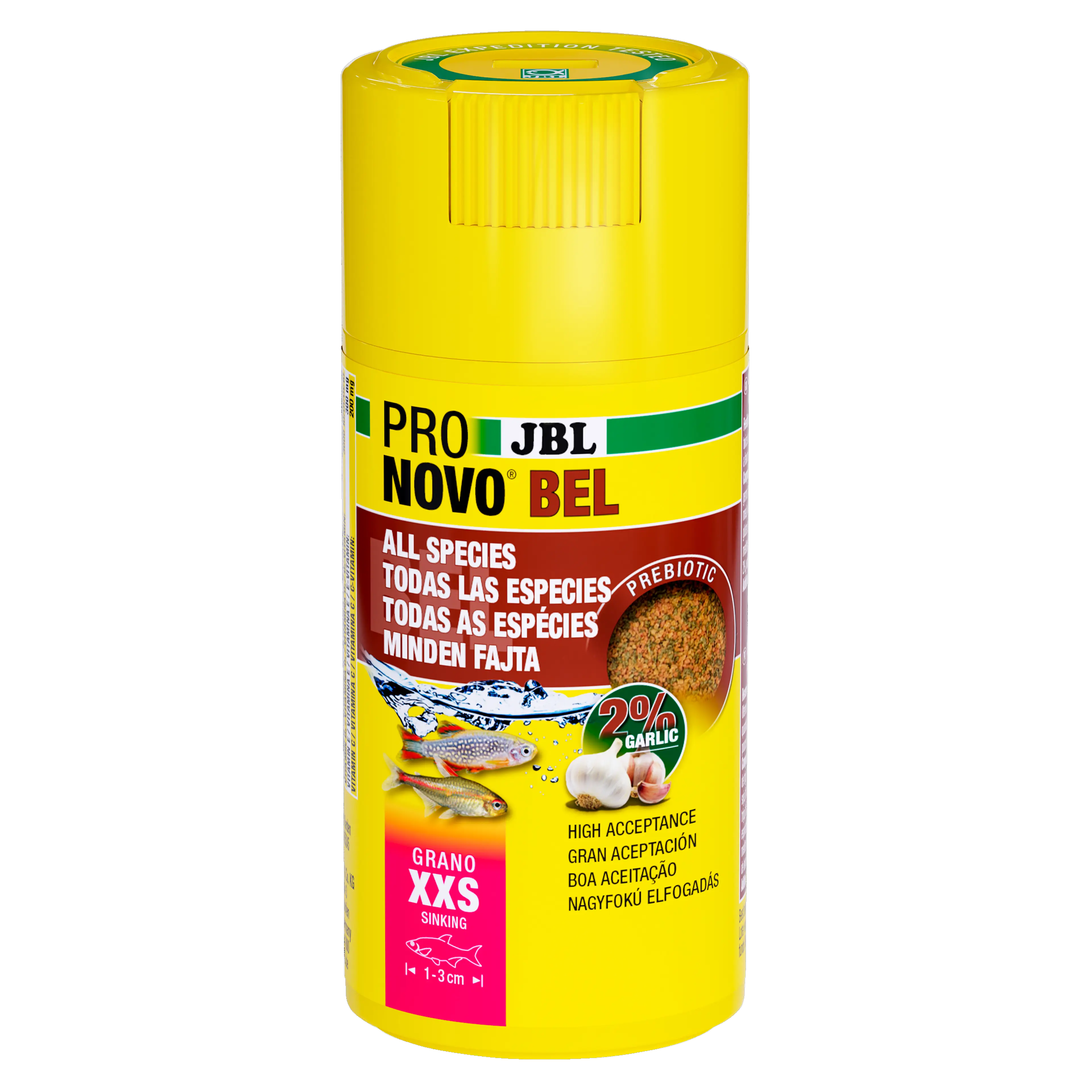 Prebiotic aquarium fish food for the smallest fish species in community aquariums with garlic: Special fibre in the food provides the beneficial intestinal bacteria with nourishment for healthy digestion.