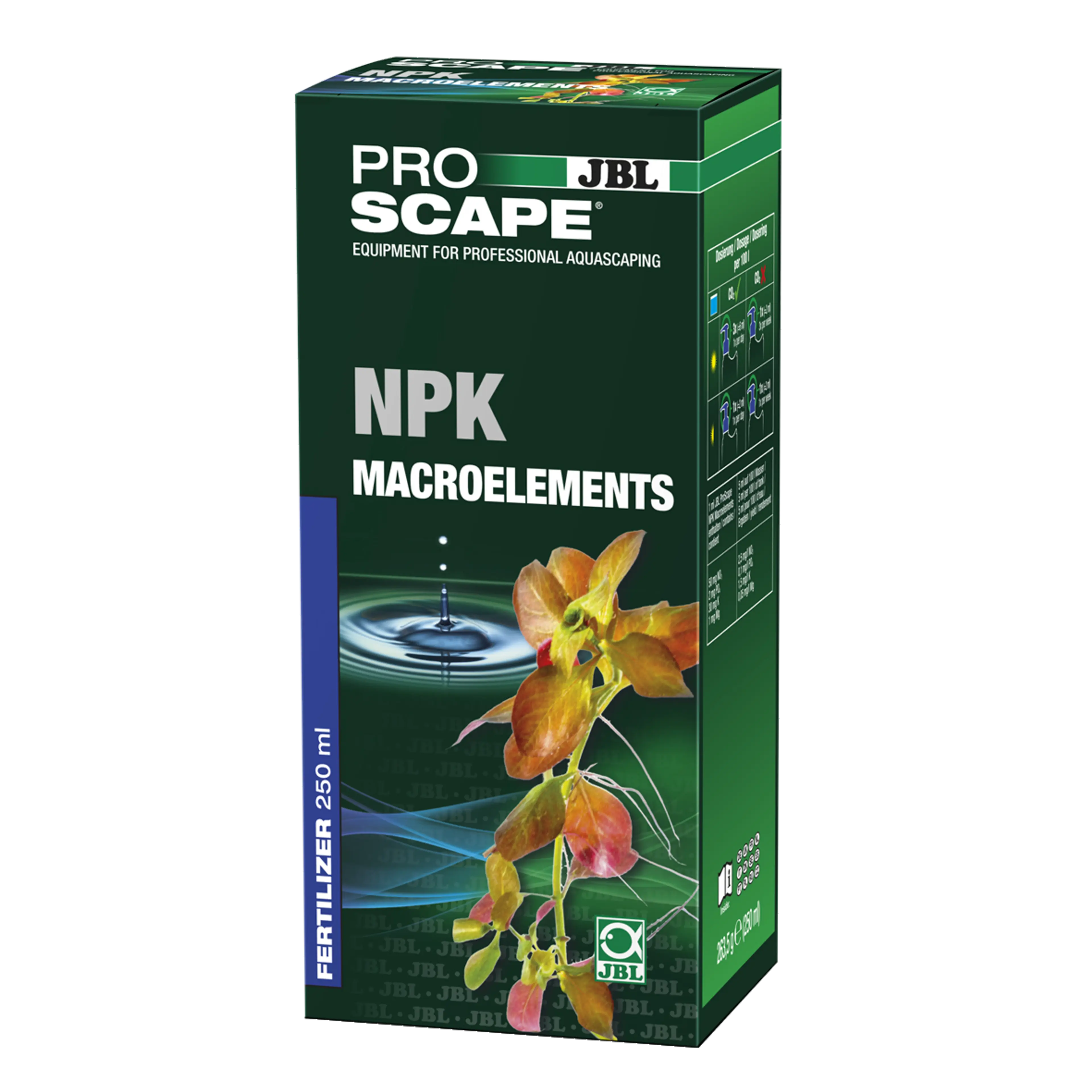 Additional nutrients for plants: Supplementary fertiliser with 3 components (N = nitrogen; P = phosphorus; K = potassium) for aquascaping aquariums