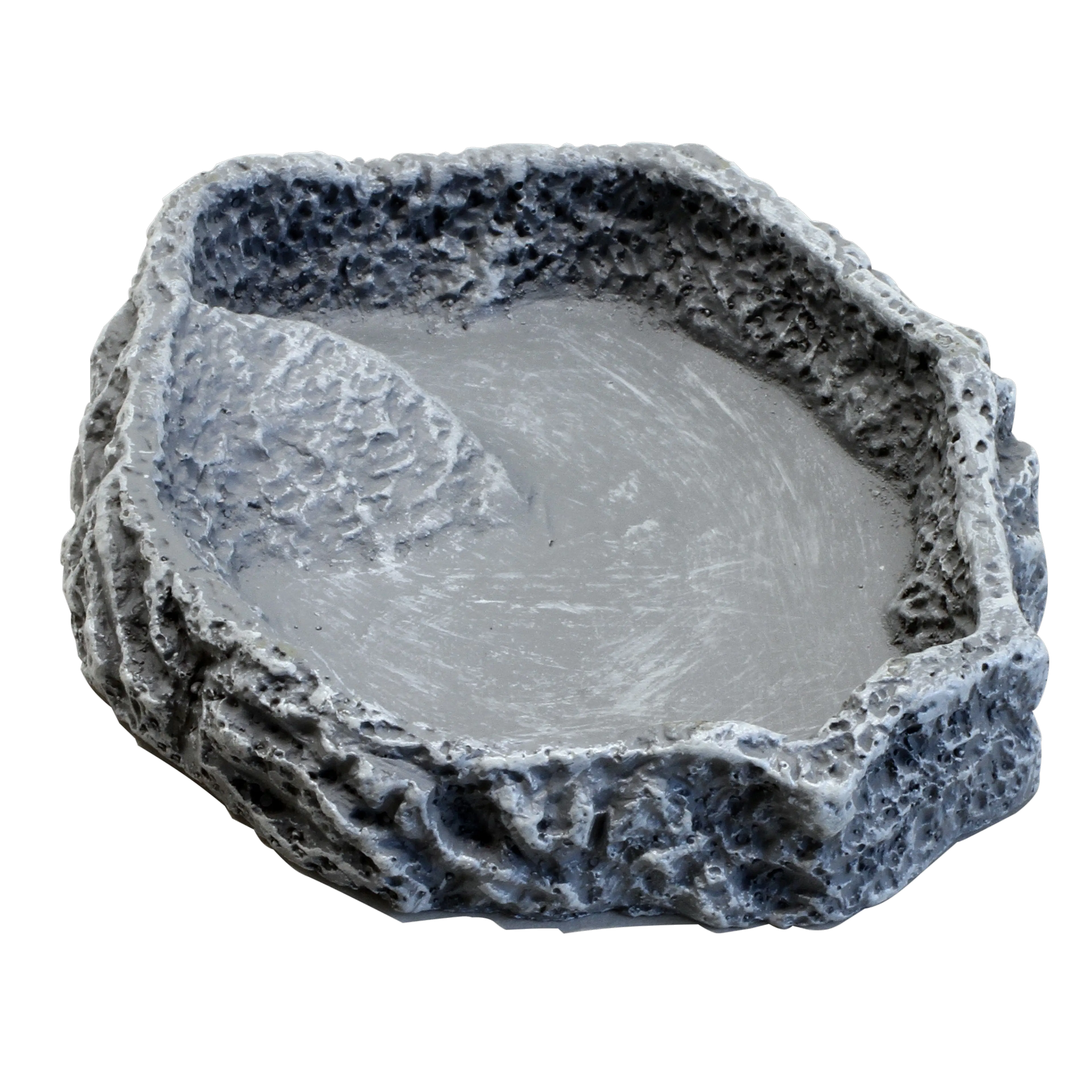Customised design of the terrarium: stone-look bowl for food, water or bathing.