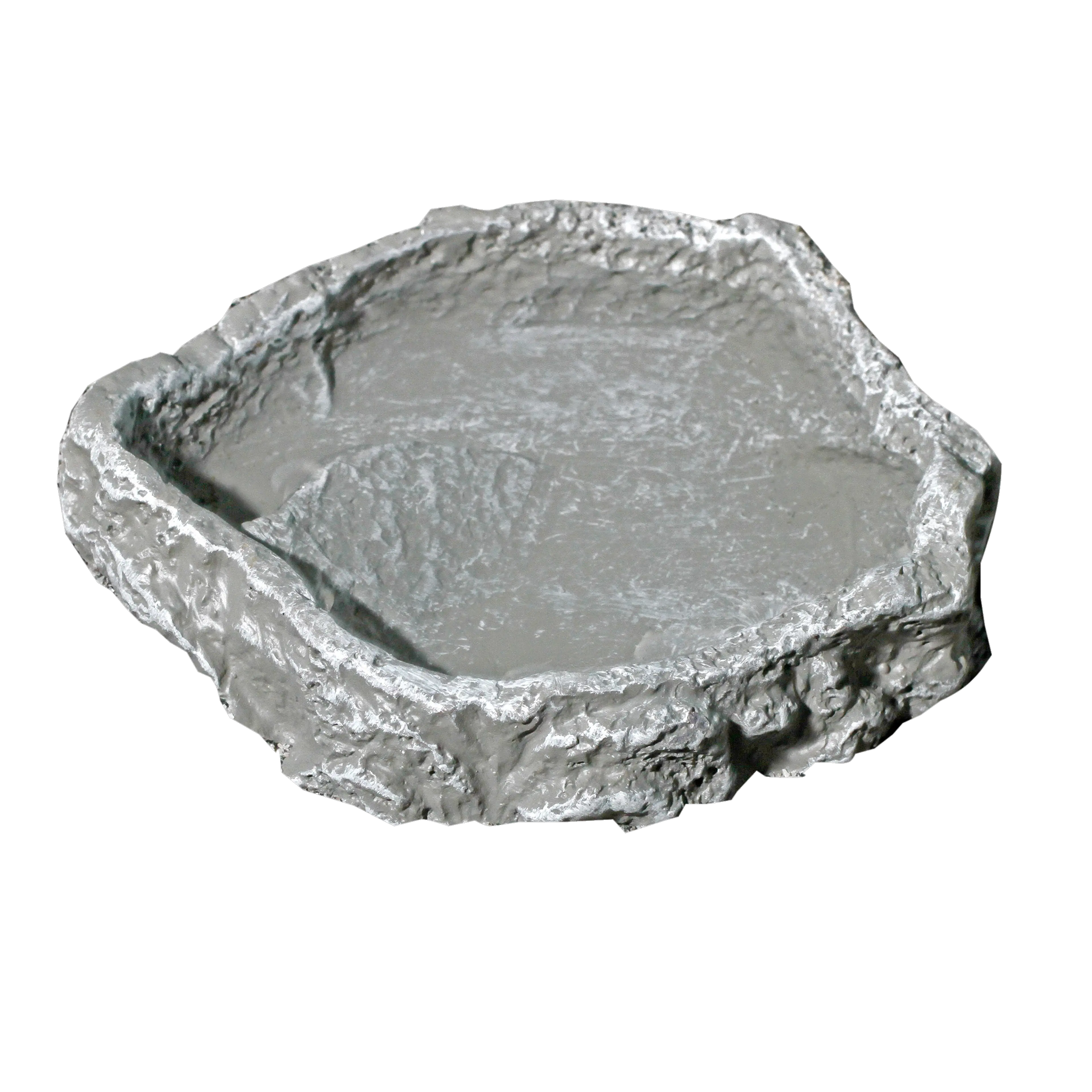 Customised design of the terrarium: stone-look bowl for food, water or bathing.