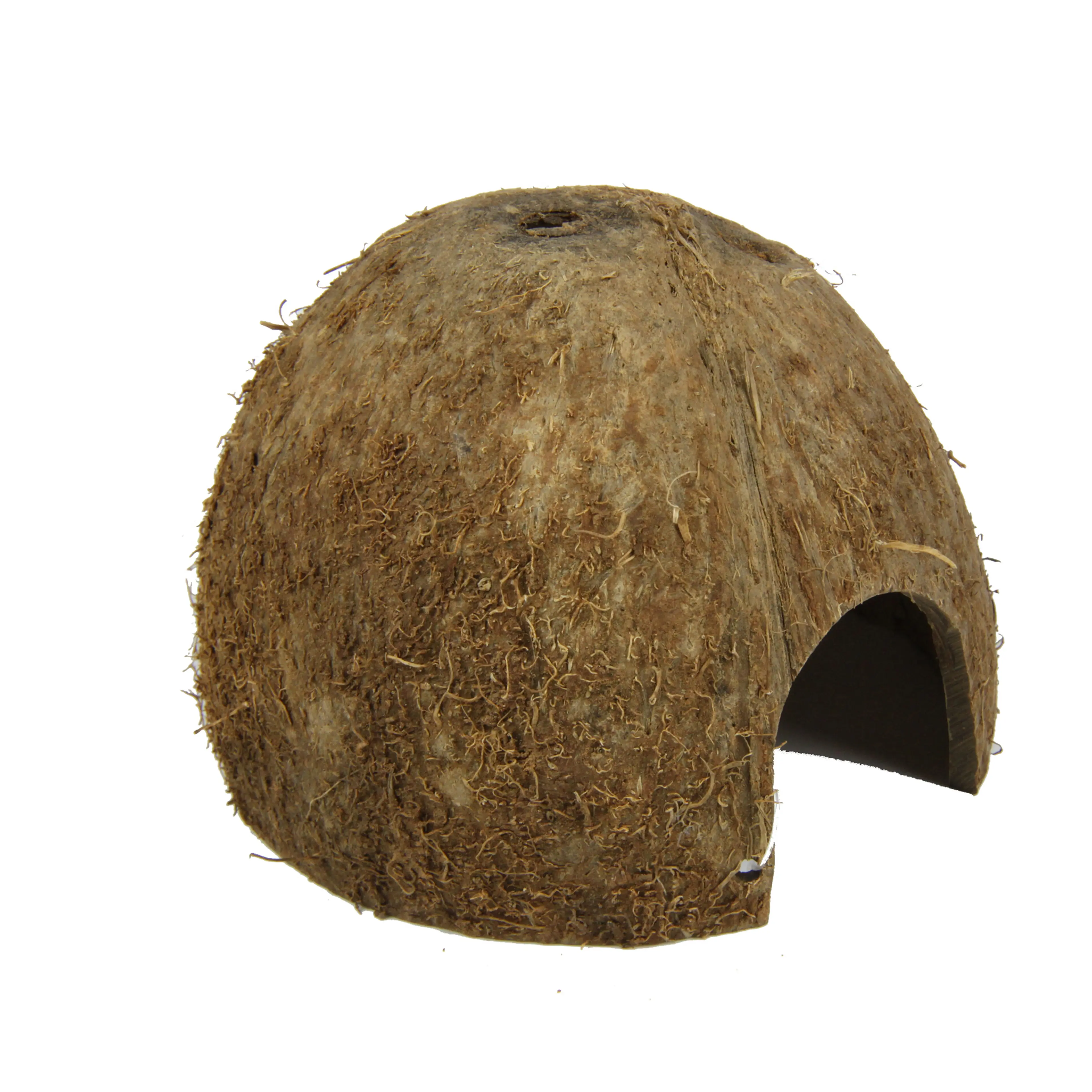 Hiding place and spawning ground for fish; sleeping and hiding place for terrarium animals: coconut shells for aquariums and terrariums