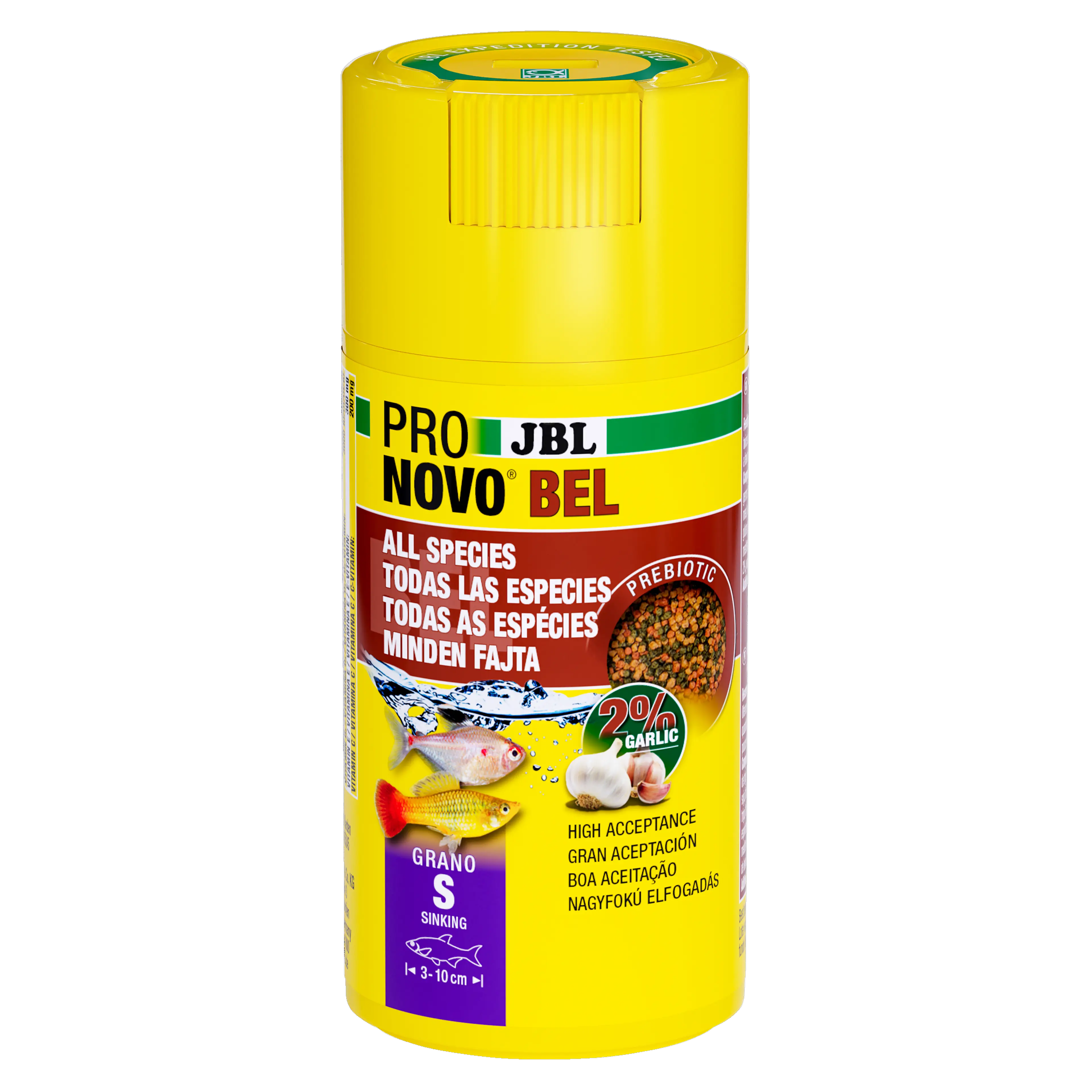 Prebiotic aquarium fish food with garlic: Special fibre in the food provides the beneficial intestinal bacteria with nourishment for healthy digestion.