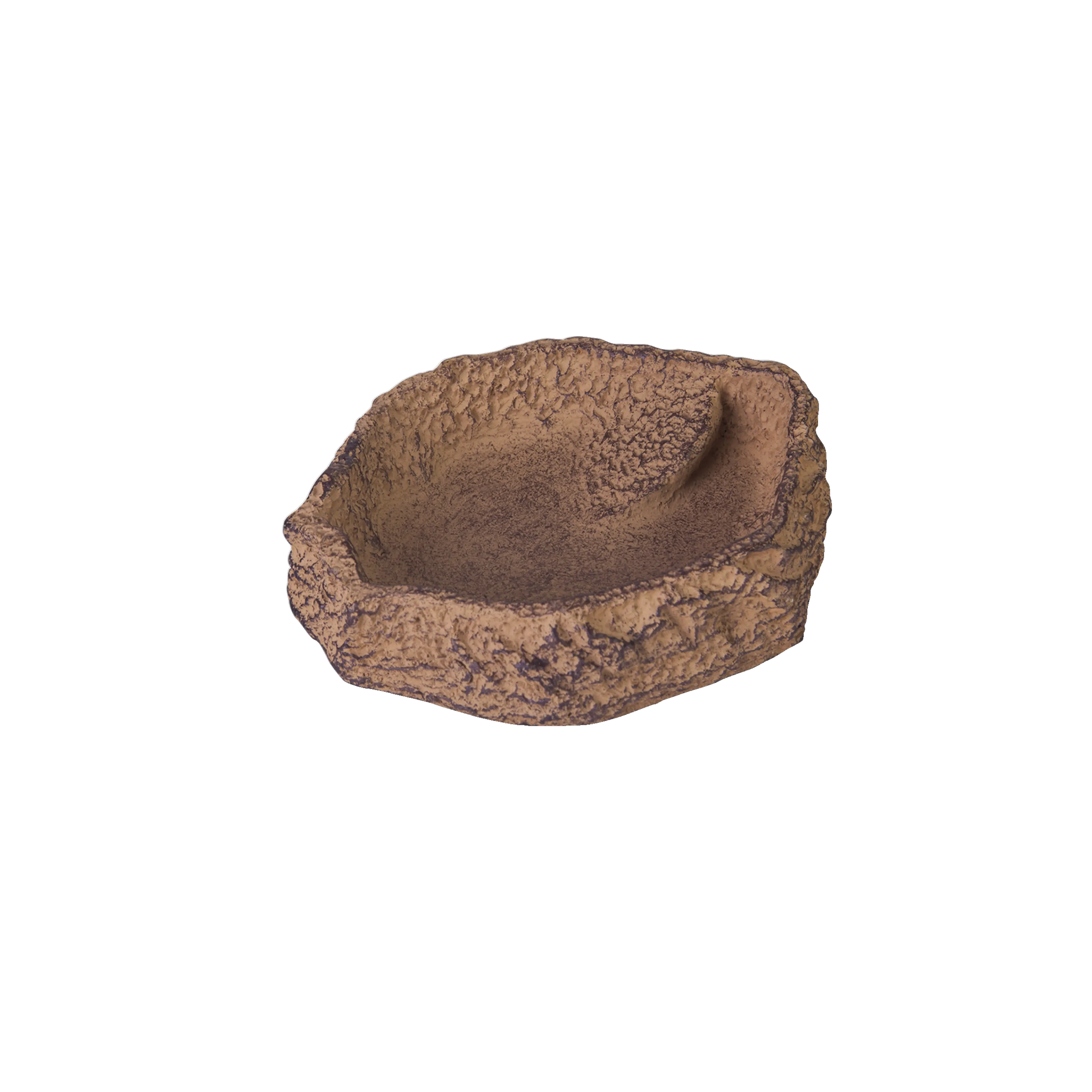 Customised design of the terrarium: beige sandstone-look bowl for food, water or bathing.