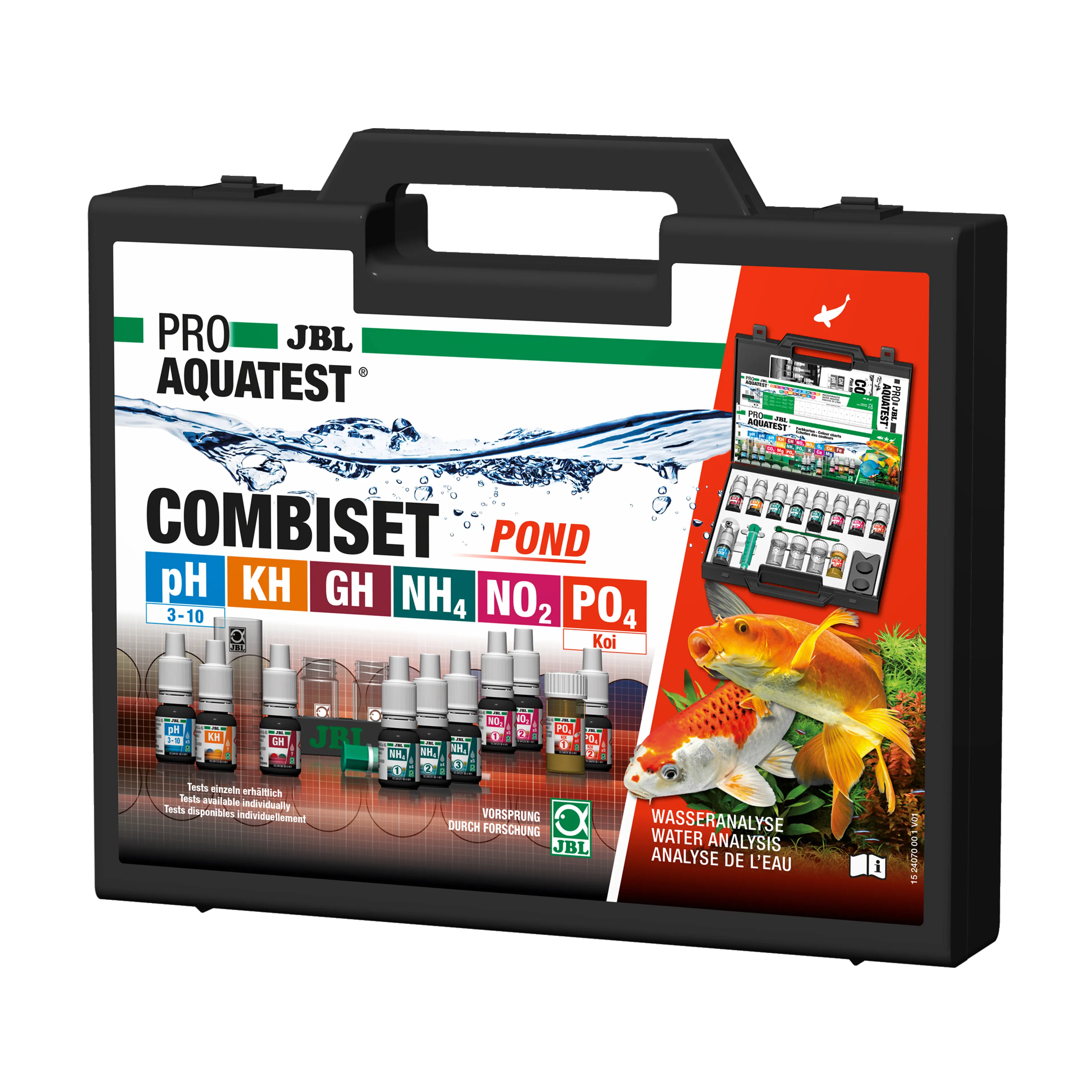 Simple and professional testing of the 6 most important water values in garden ponds, spring water, tap water and well water