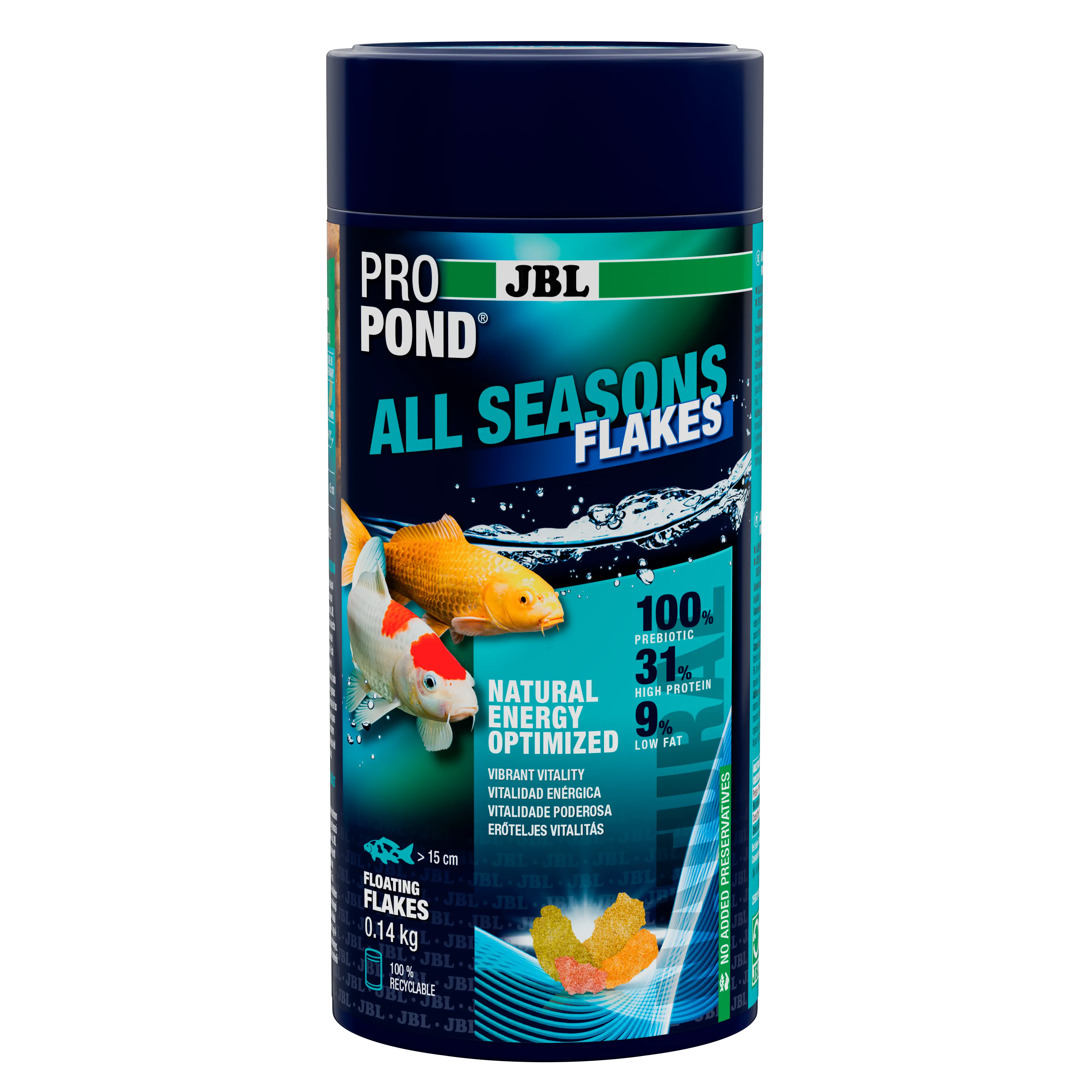 Provides a balanced feed mix for healthy pond fish in all seasons (at water temperatures of 10–25 °C).
